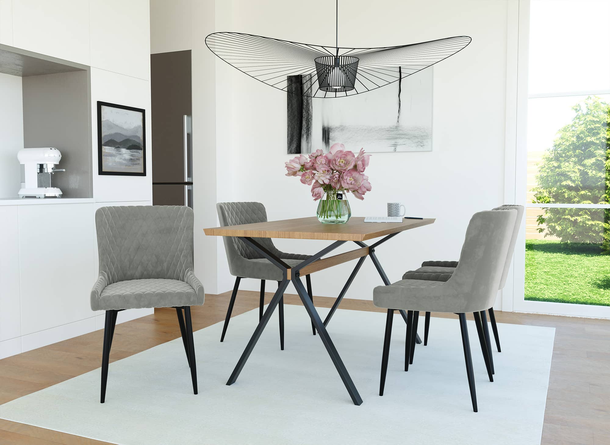 2er-Set Designer-Stühle JENNY aus grauem Samt