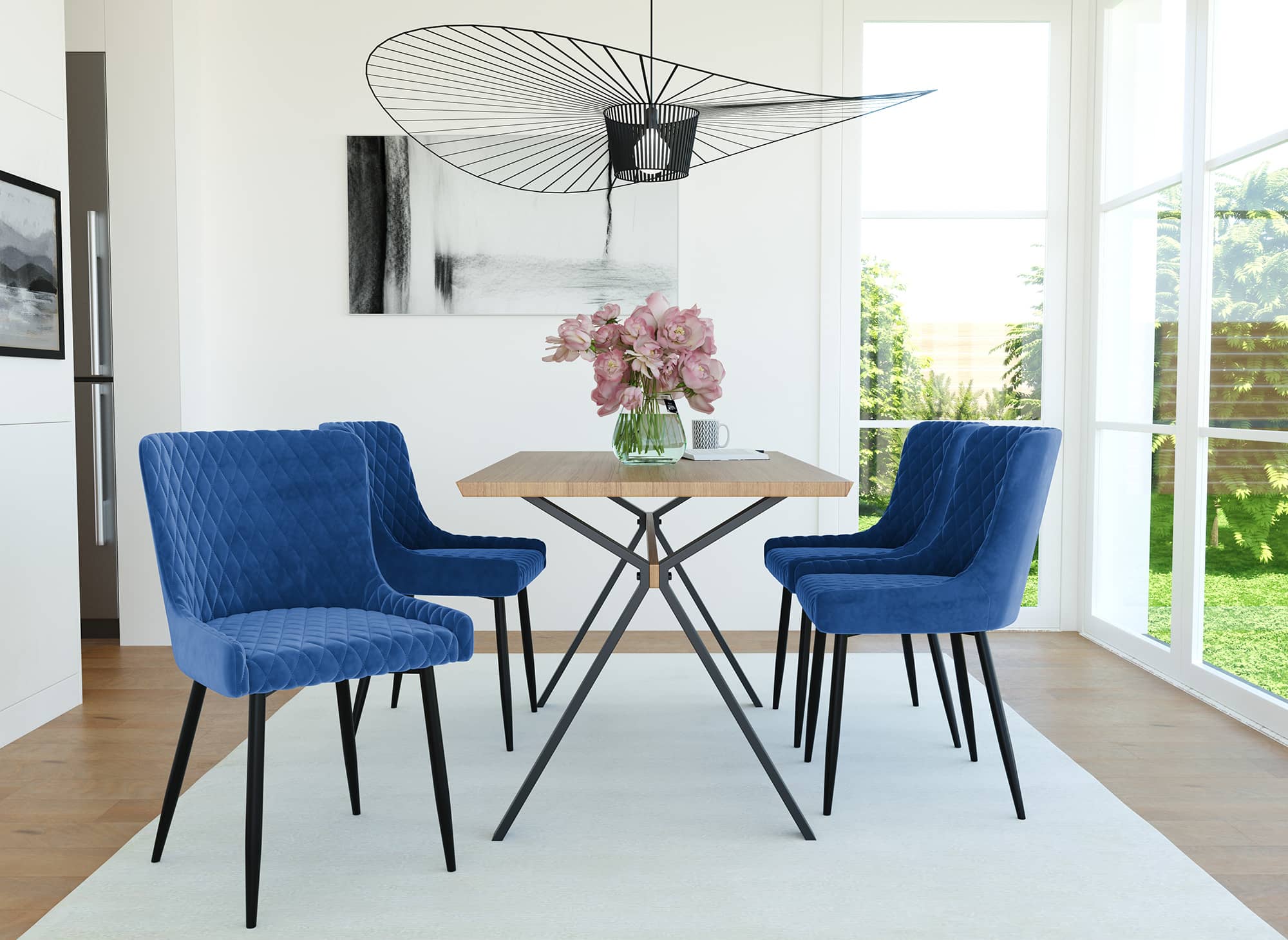 2er-Set Designer-Stühle aus blauem Samt JENNY
