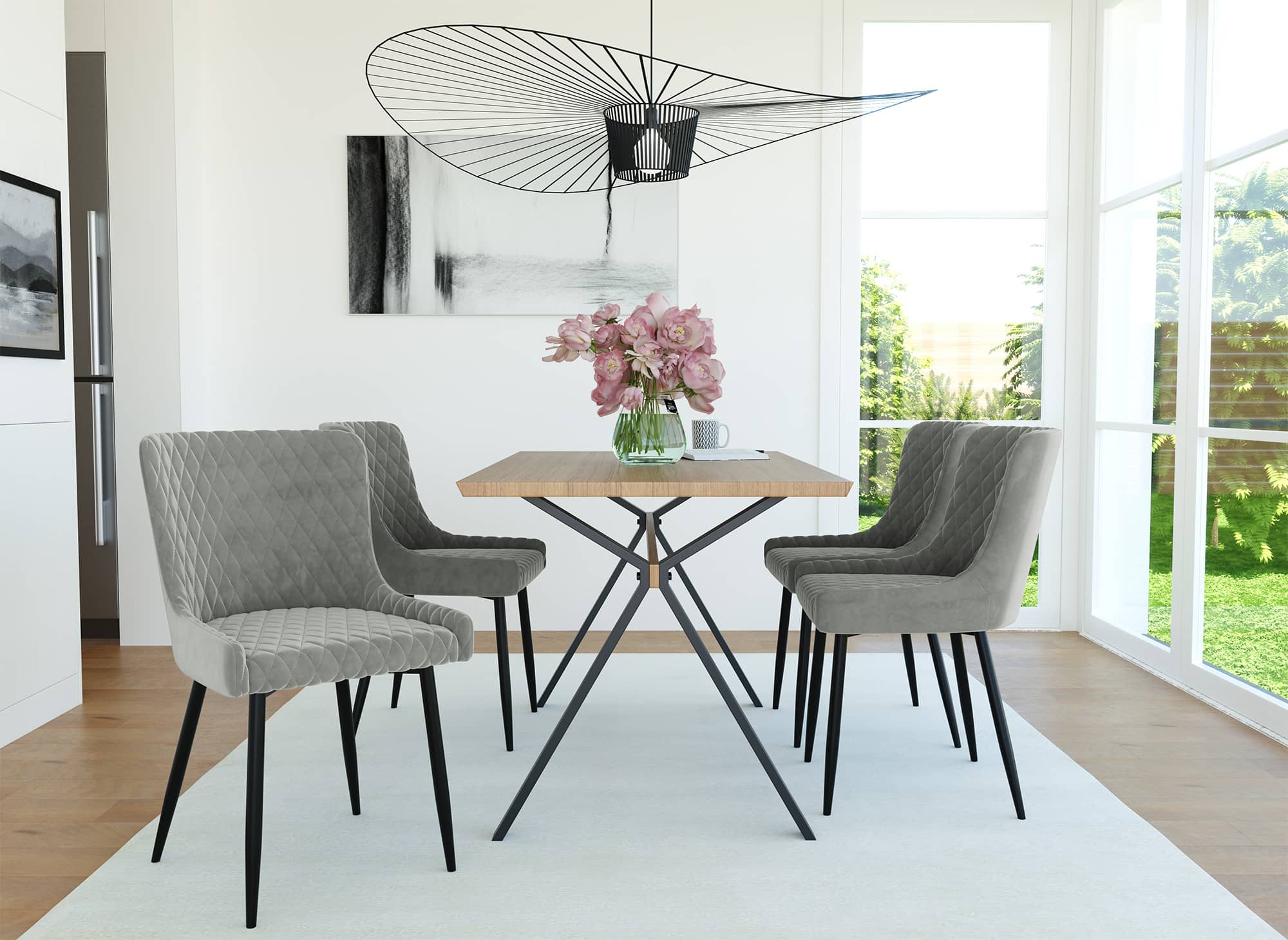 2er-Set Designer-Stühle JENNY aus grauem Samt