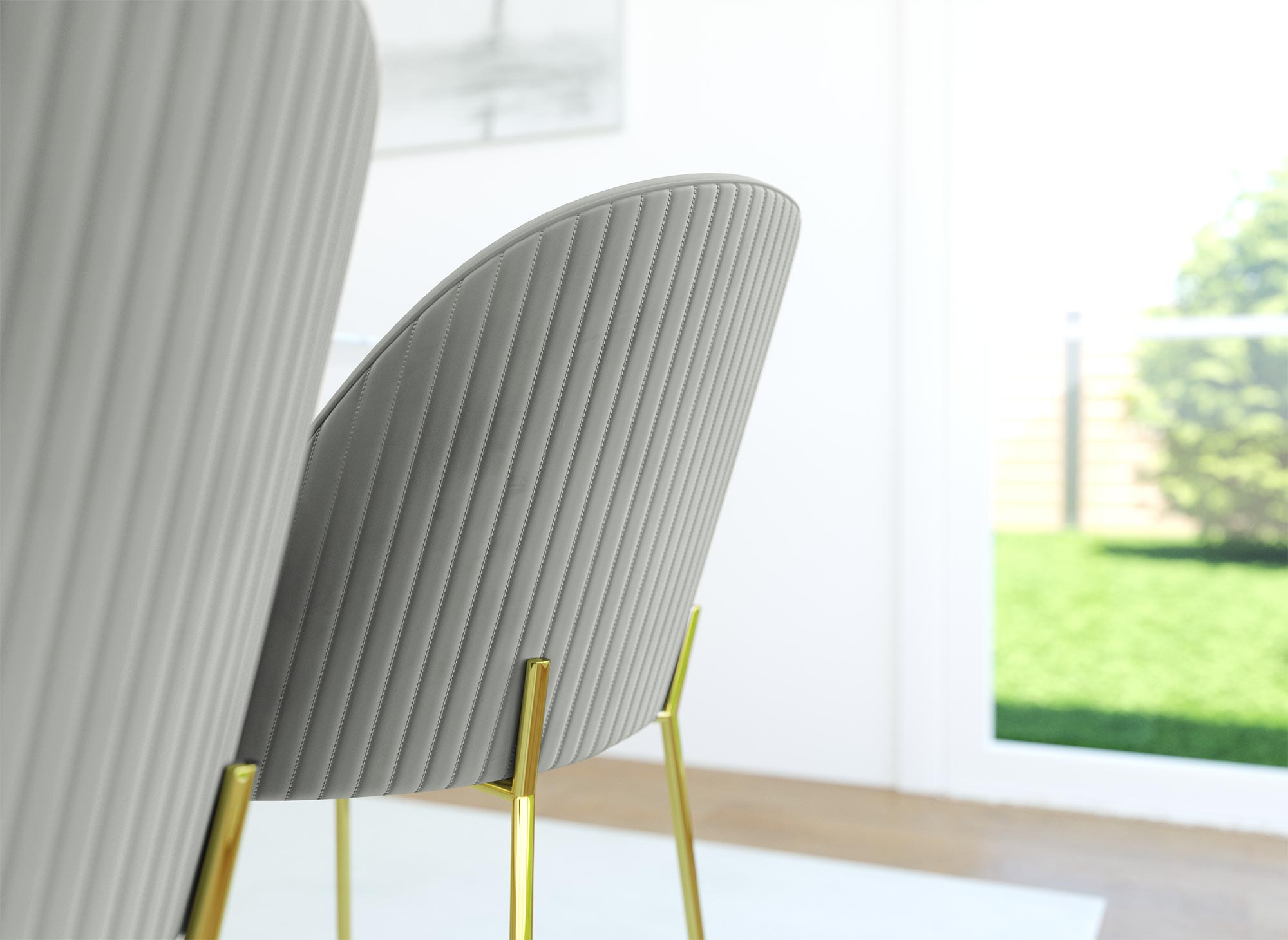 2er-Set Designerstühle aus grauem Samt ARABEL