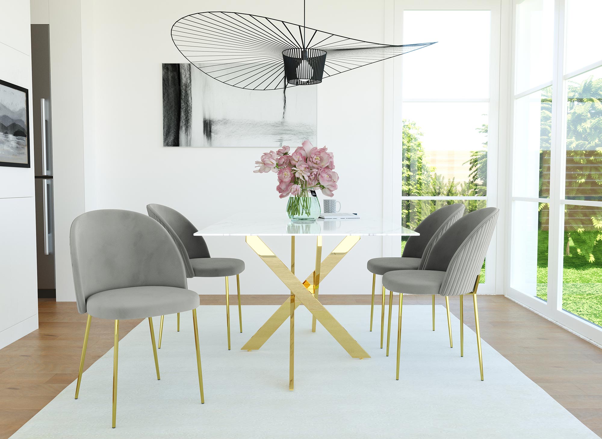 2er-Set Designerstühle aus grauem Samt ARABEL