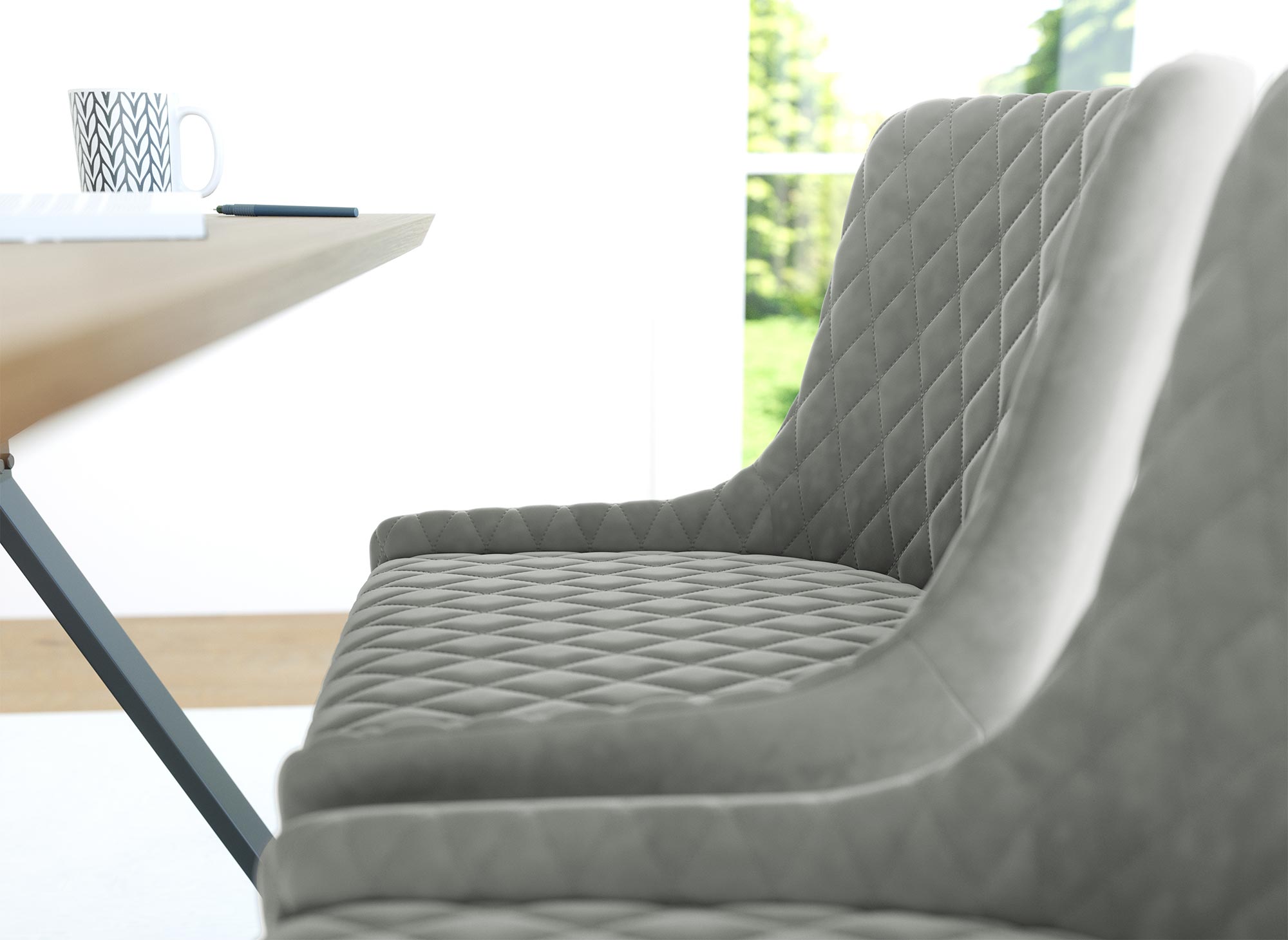 2er-Set Designer-Stühle JENNY aus grauem Samt