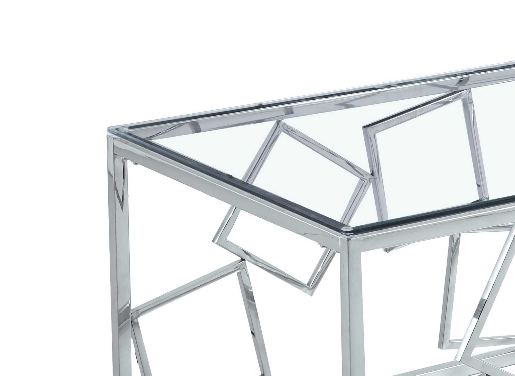 Rechteckiger Designer-Couchtisch ARVI aus Glas und silbernem Metall