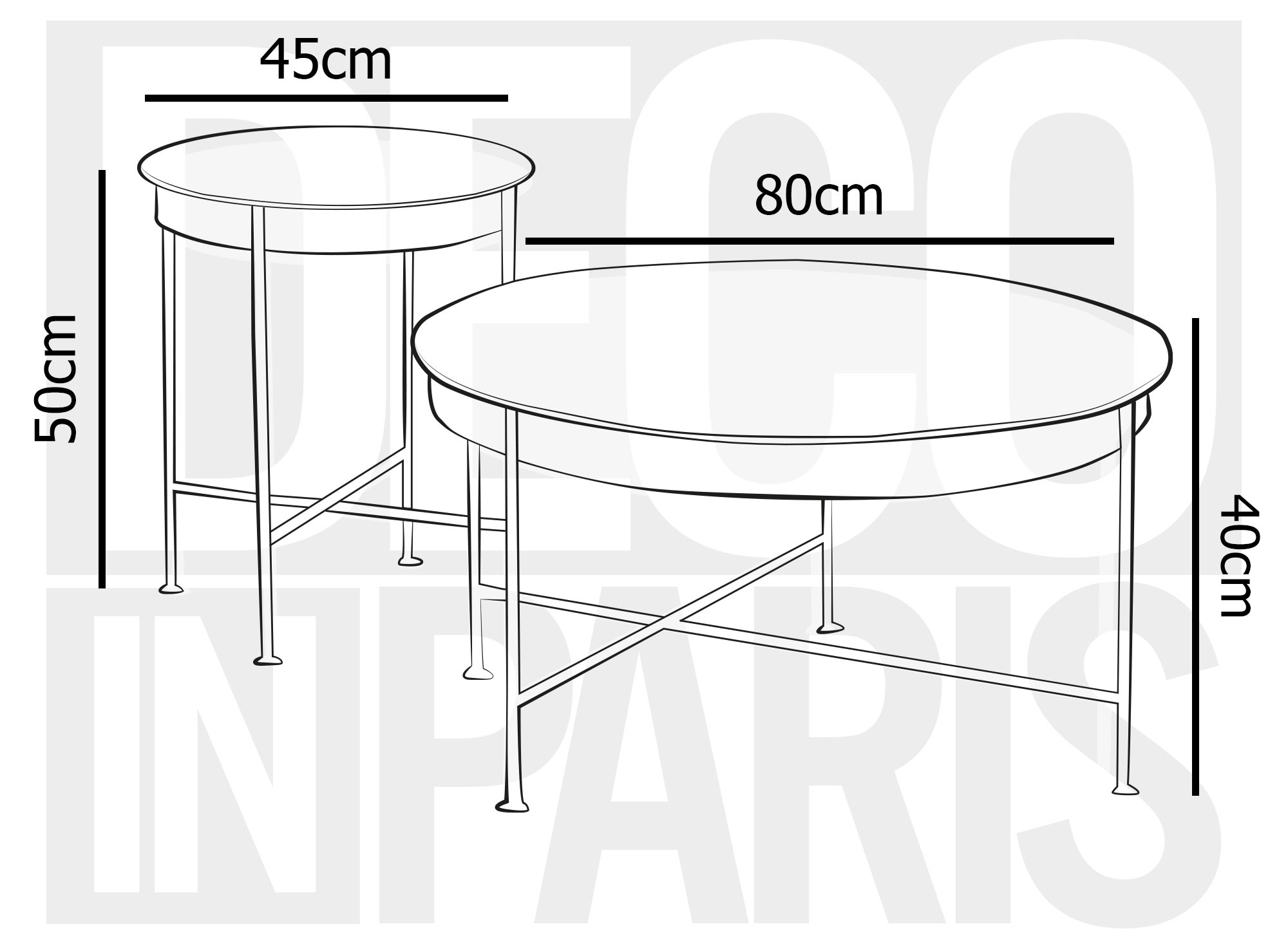 2er-Set runde Couchtische MARZIO aus Glas und Metall