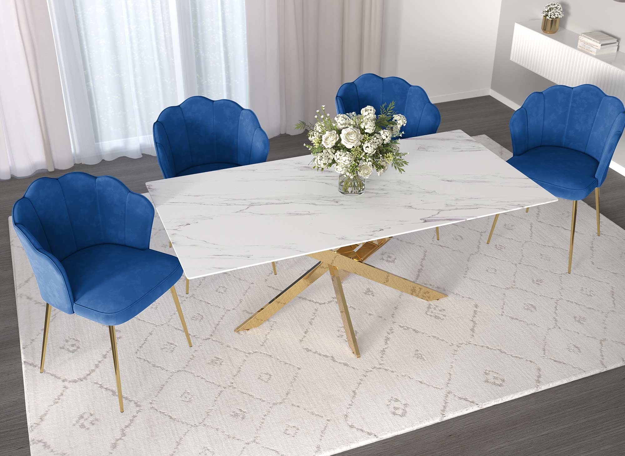 2er-Set Designerstühle aus blauem Samt GARANCE