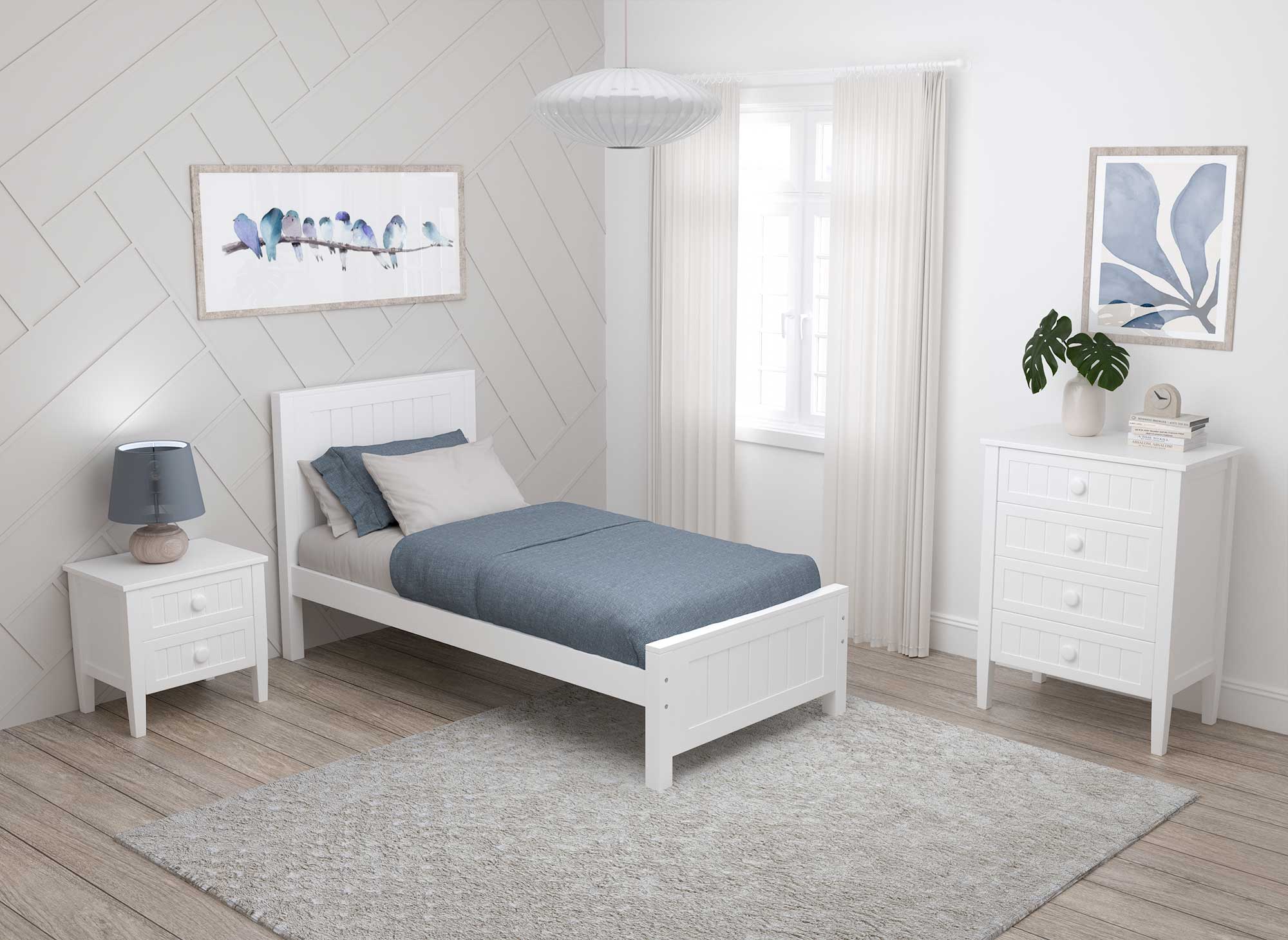 KENNY Kommode aus weißem Holz mit 4 Schubladen