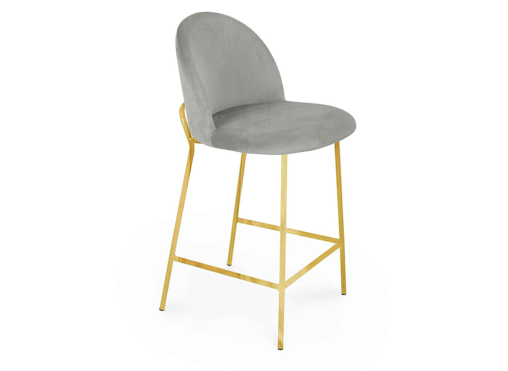 2er-Set Designer-Barhocker aus grauem Samt ARABEL