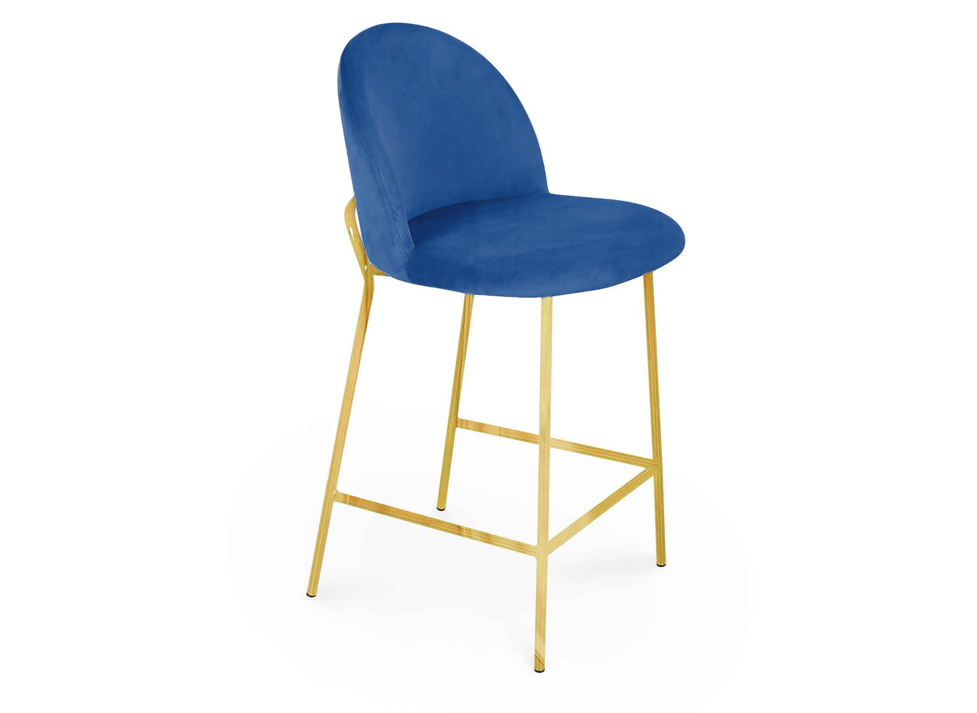 2er-Set Designer-Barhocker aus blauem Samt ARABEL