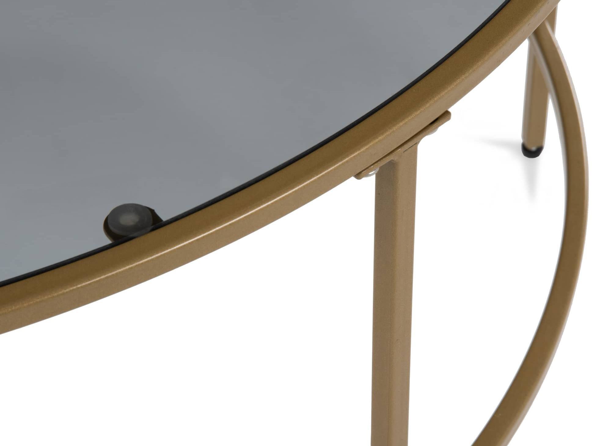 THESSA Couchtisch aus schwarzem Glas und Metall