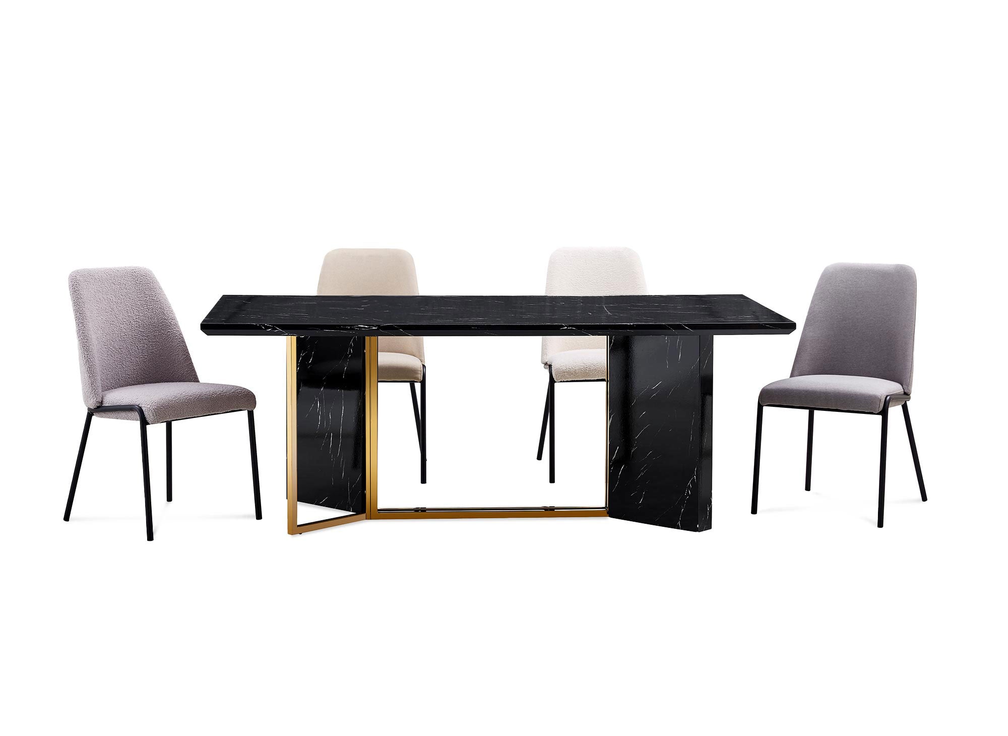 2er-Set Stühle in weißer Schaffelloptik APRIL