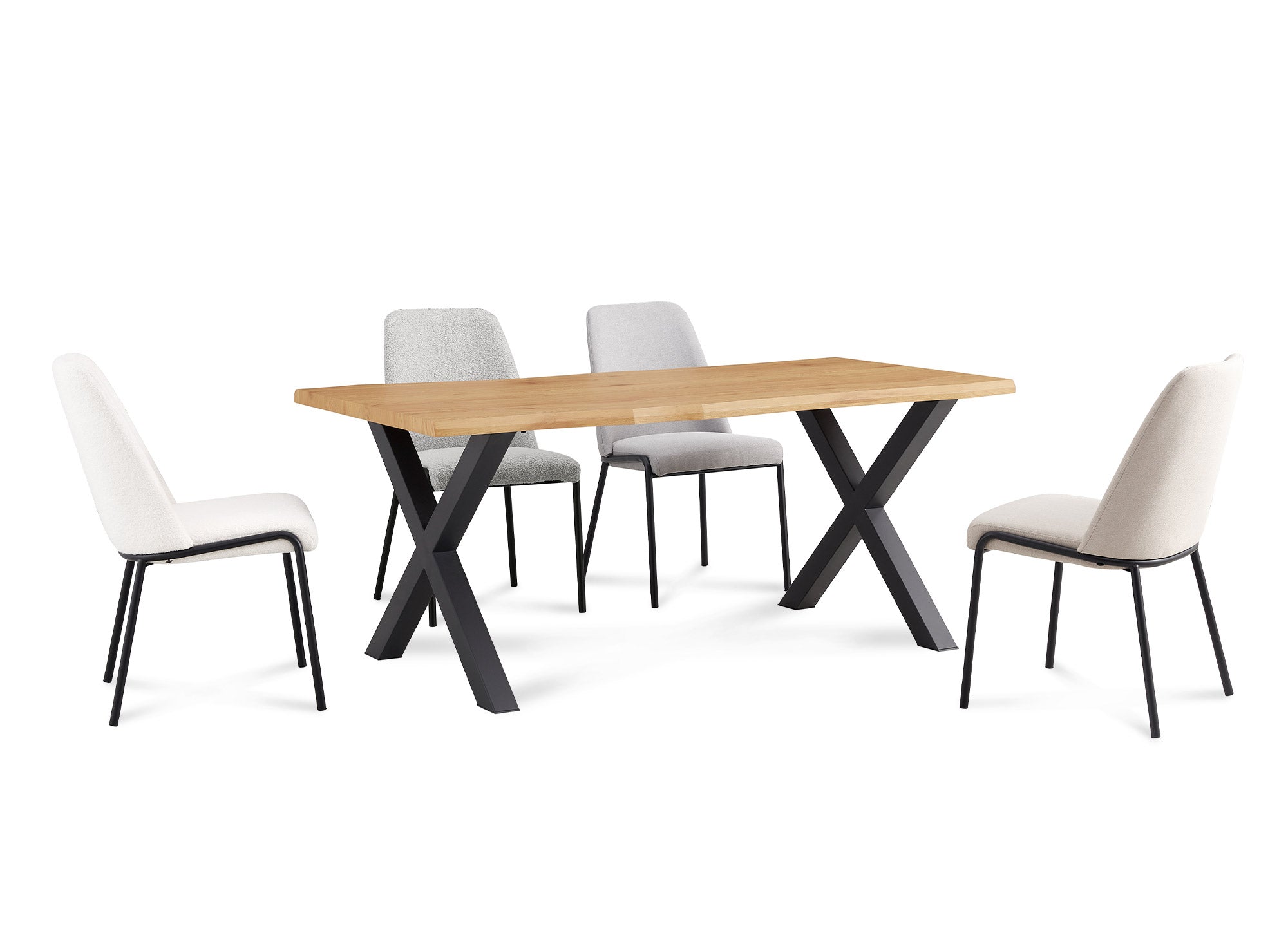 Rechteckiger Esstisch ELIANA aus Holz und schwarzem Metall