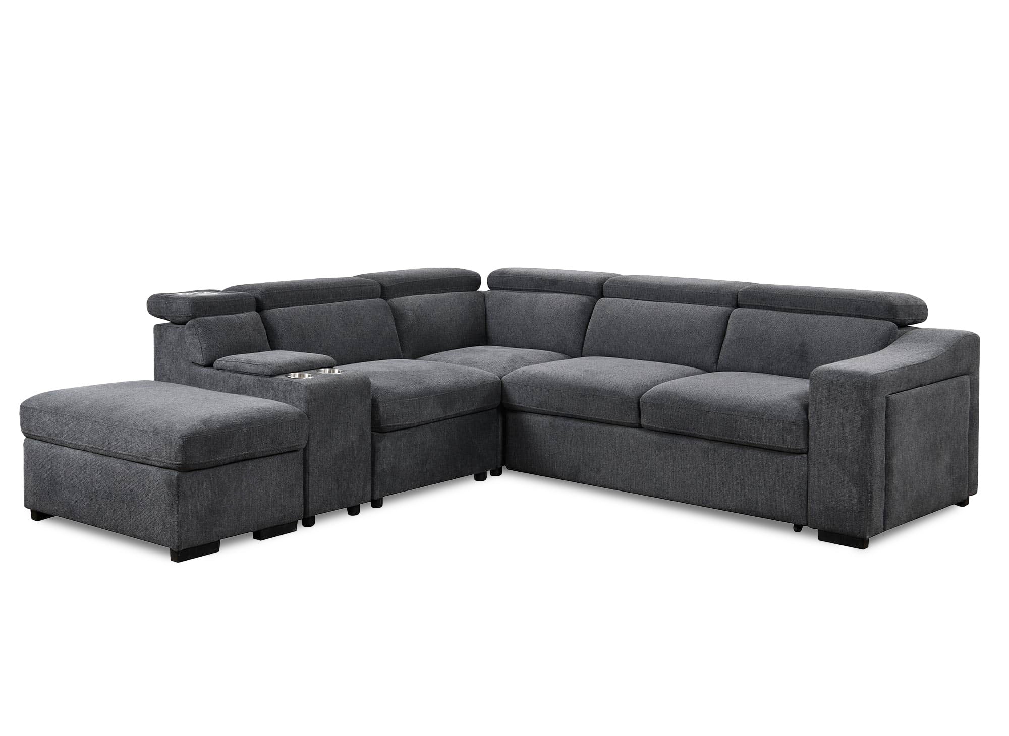 DEREK XL Ecksofa aus dunkelgrauem Stoff – Linke Ecke