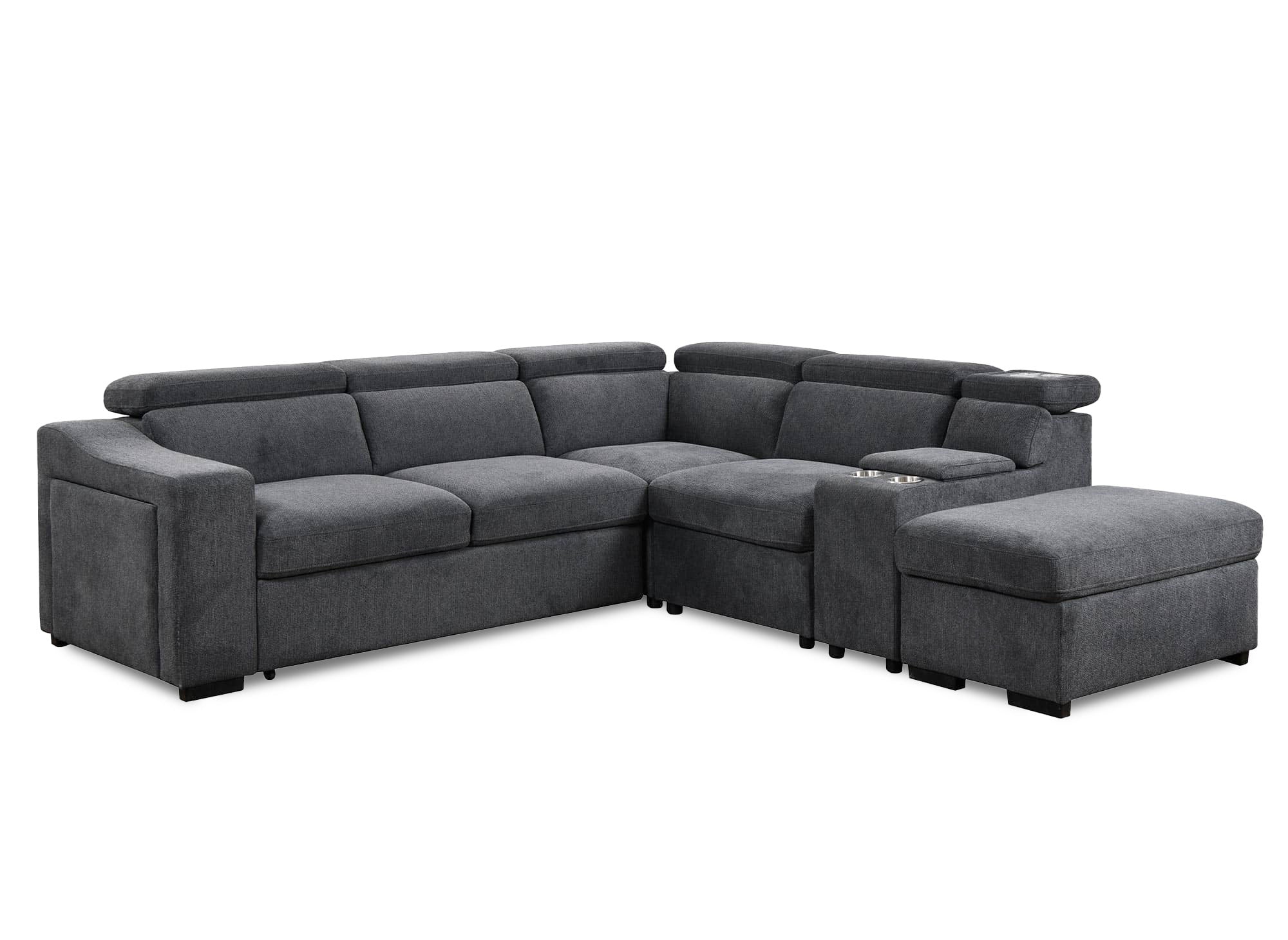 DEREK XL Ecksofa aus dunkelgrauem Stoff – rechtwinklig