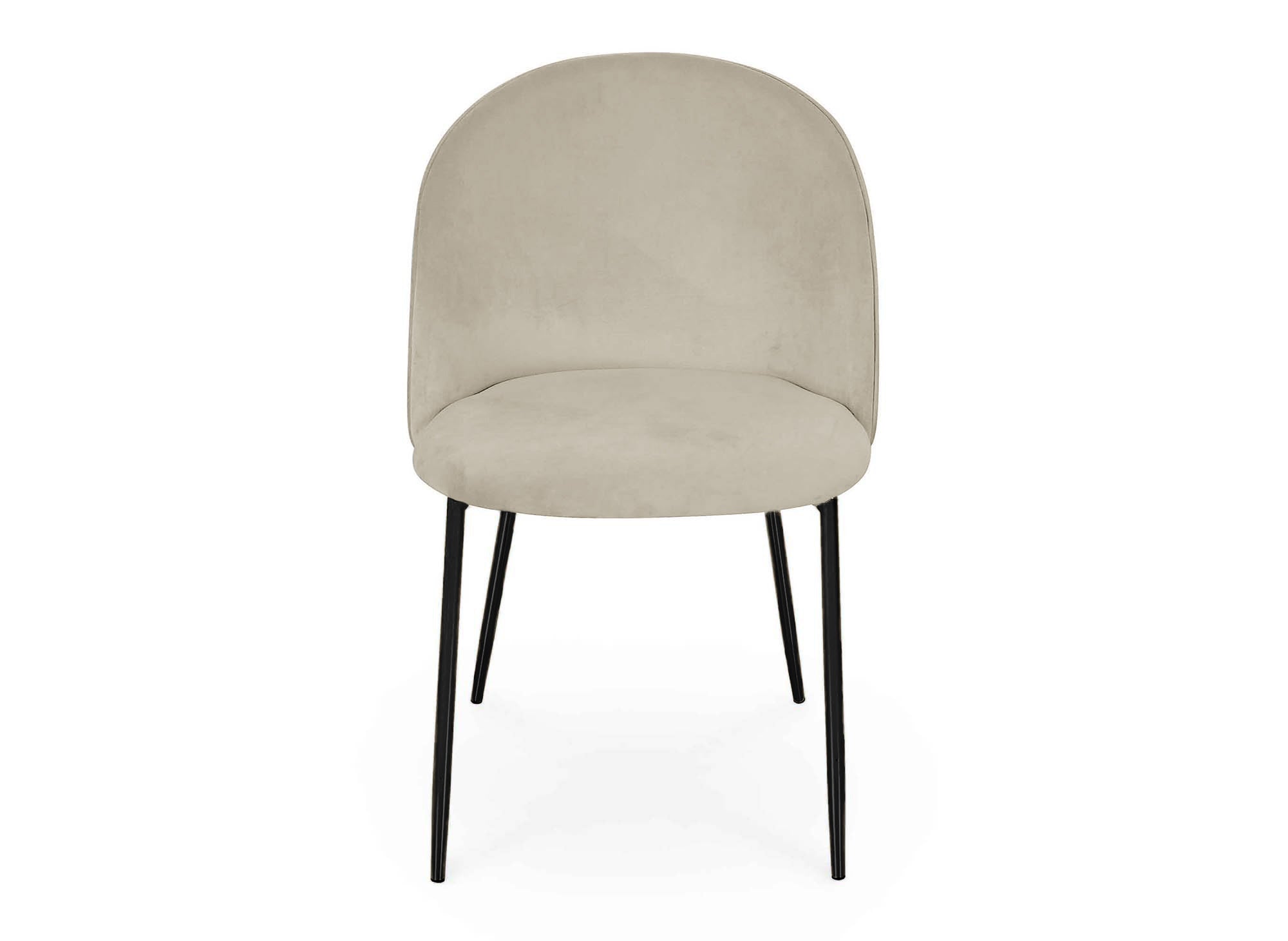 2er-Set Designerstühle aus beigem Samt mit schwarzen Beinen ARABEL