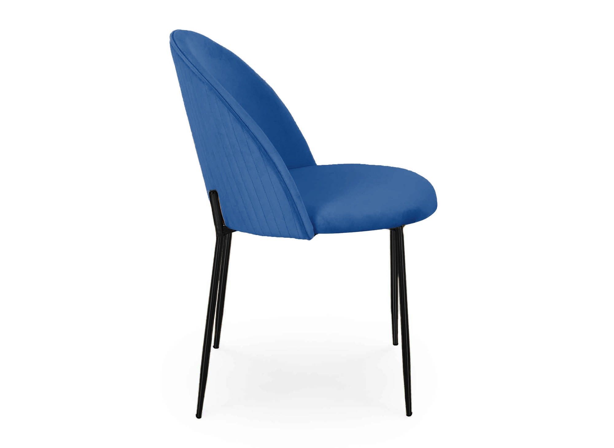 2er-Set Designerstühle aus blauem Samt mit schwarzen Beinen ARABEL