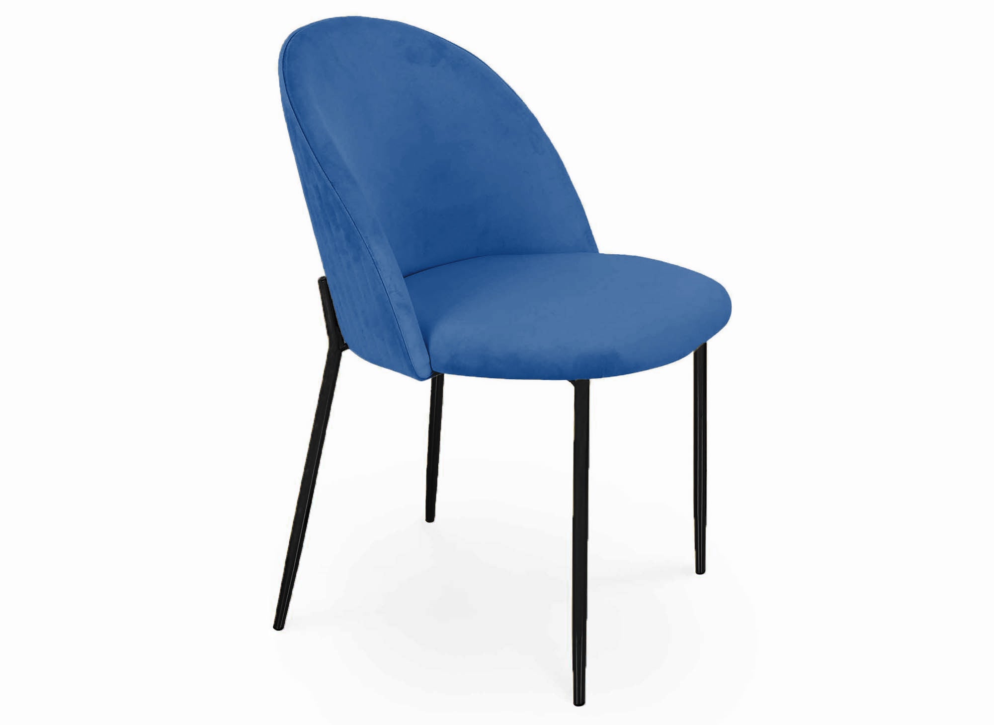 2er-Set Designerstühle aus blauem Samt mit schwarzen Beinen ARABEL