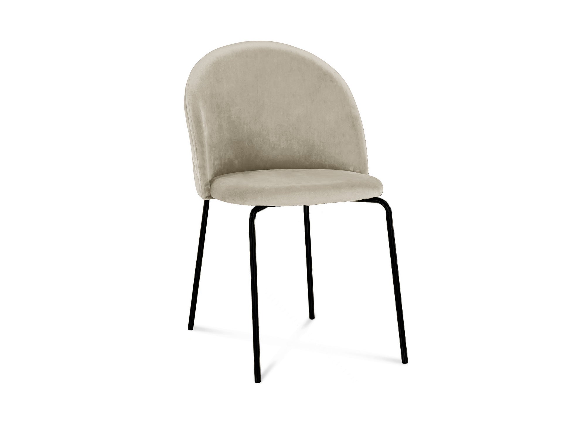 2er Set Designerstühle aus beigem Samt mit schwarzen Beinen KENNETH
