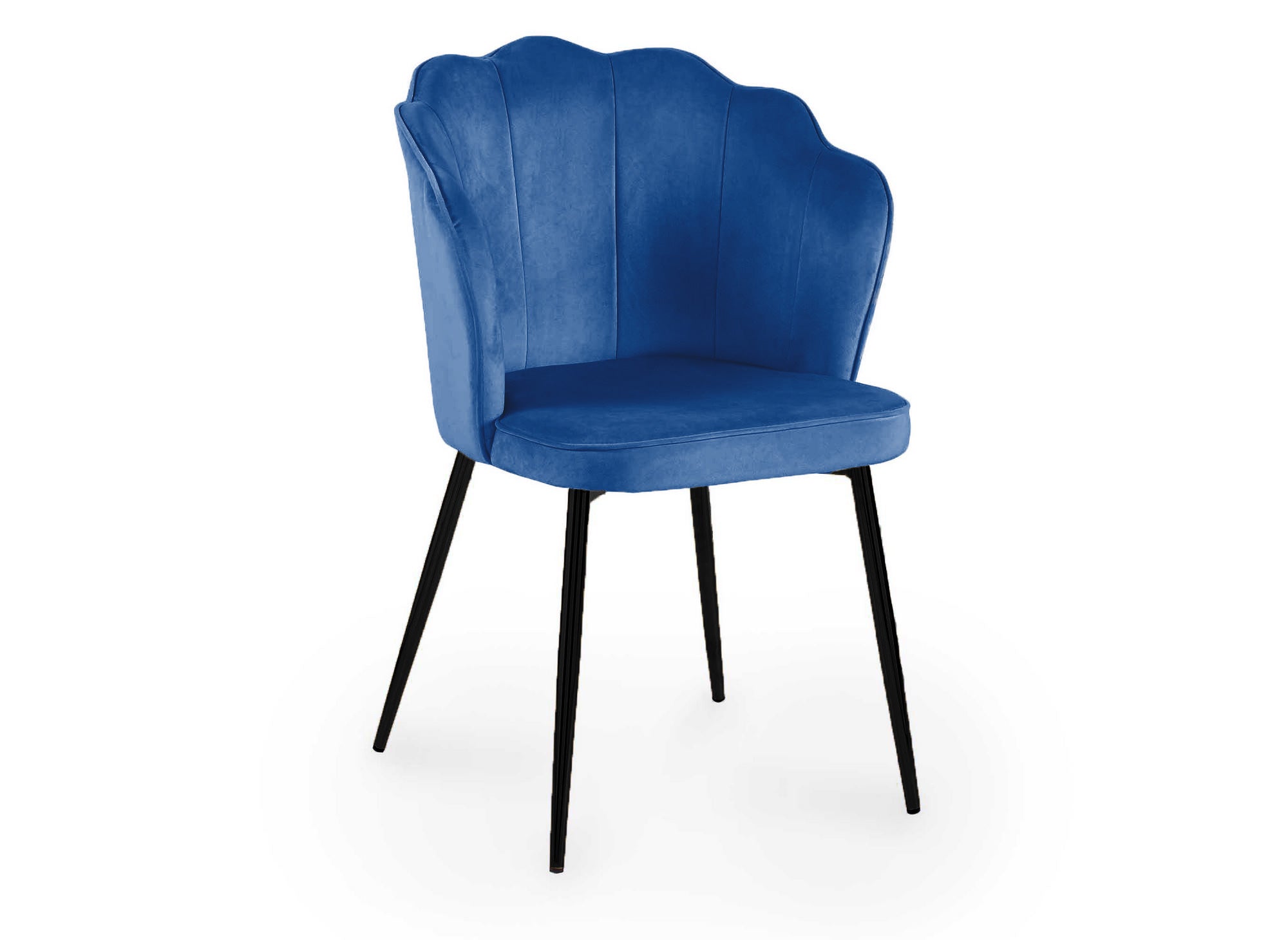 2er-Set Designerstühle aus blauem Samt mit schwarzen Beinen GARANCE