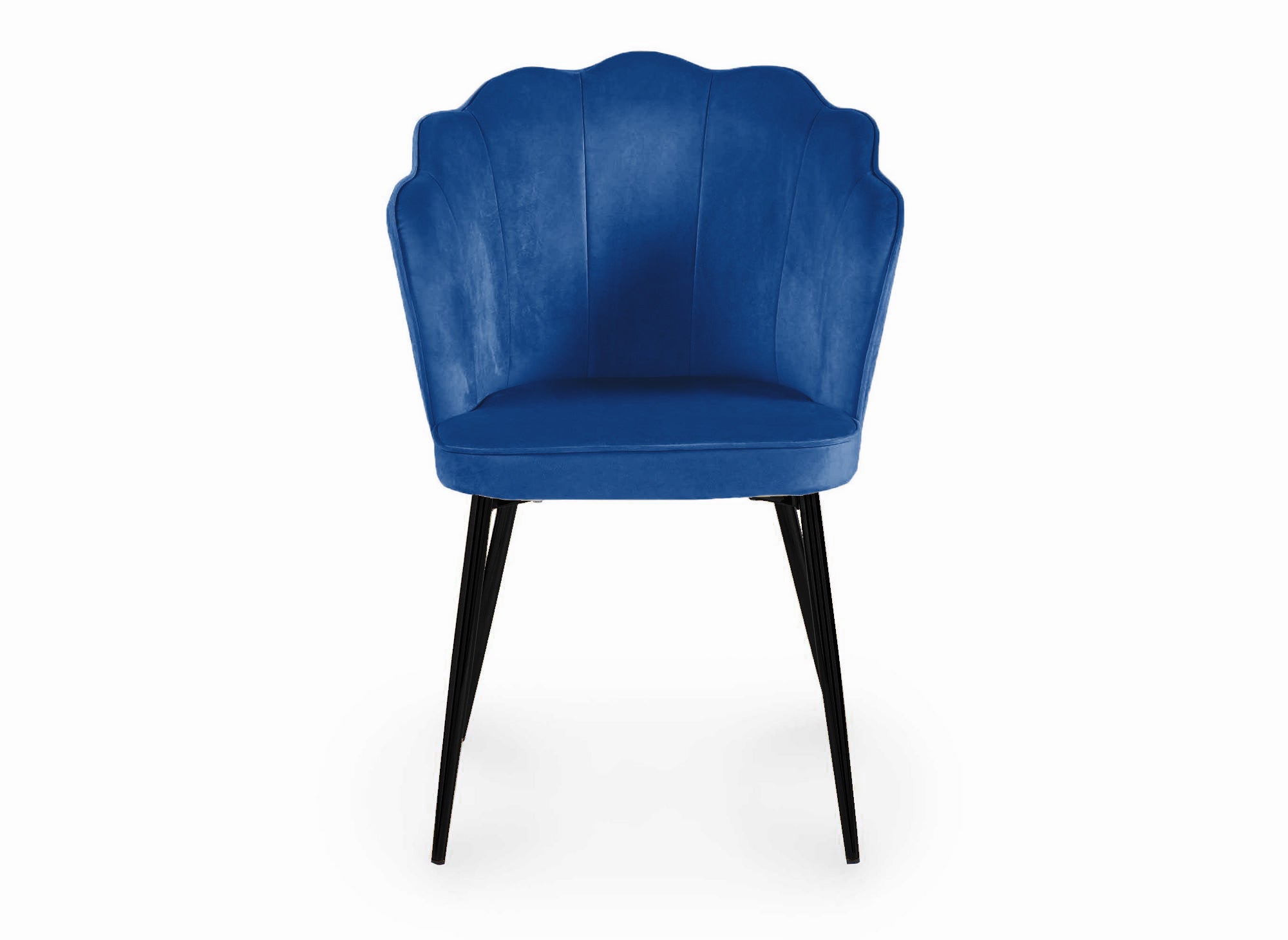 2er-Set Designerstühle aus blauem Samt mit schwarzen Beinen GARANCE