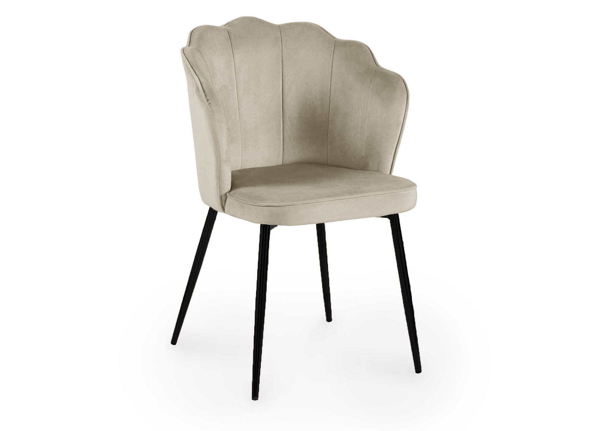 2er-Set Designerstühle aus beigem Samt mit schwarzen Beinen GARANCE