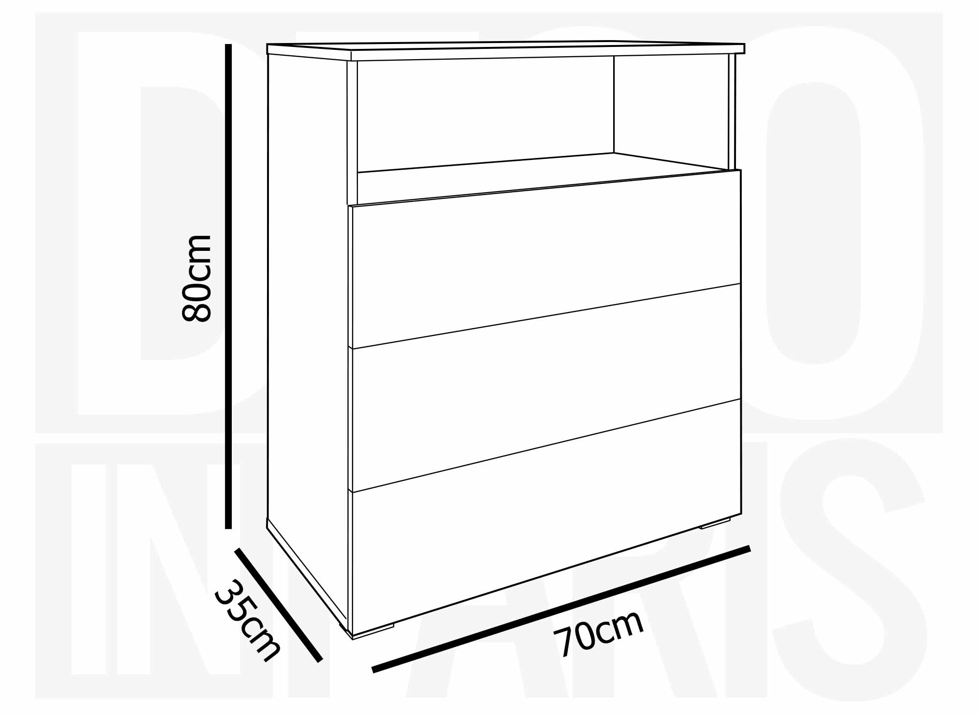BAKI Holzschuhschrank mit 3 Schubladen und 1 Fach