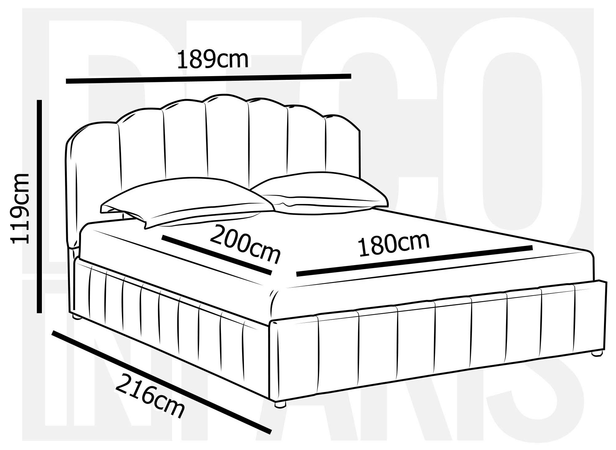 ELVIRA Bett mit Stauraum aus beigefarbenem Samt 180x200 cm