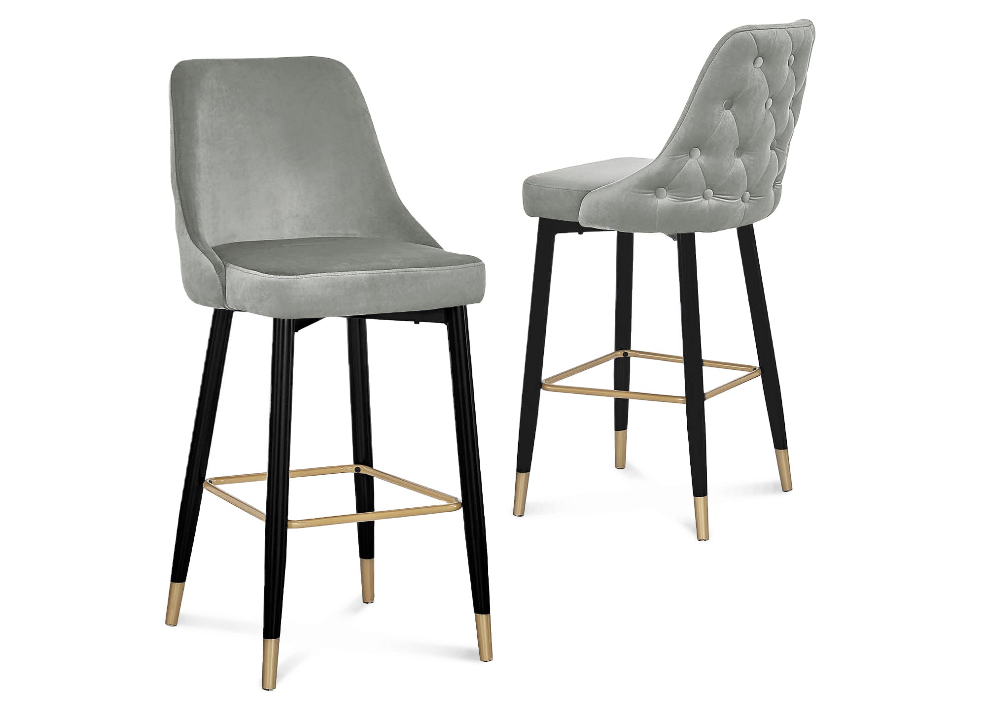 2er-Set DORINA Barhocker aus grauem Samt