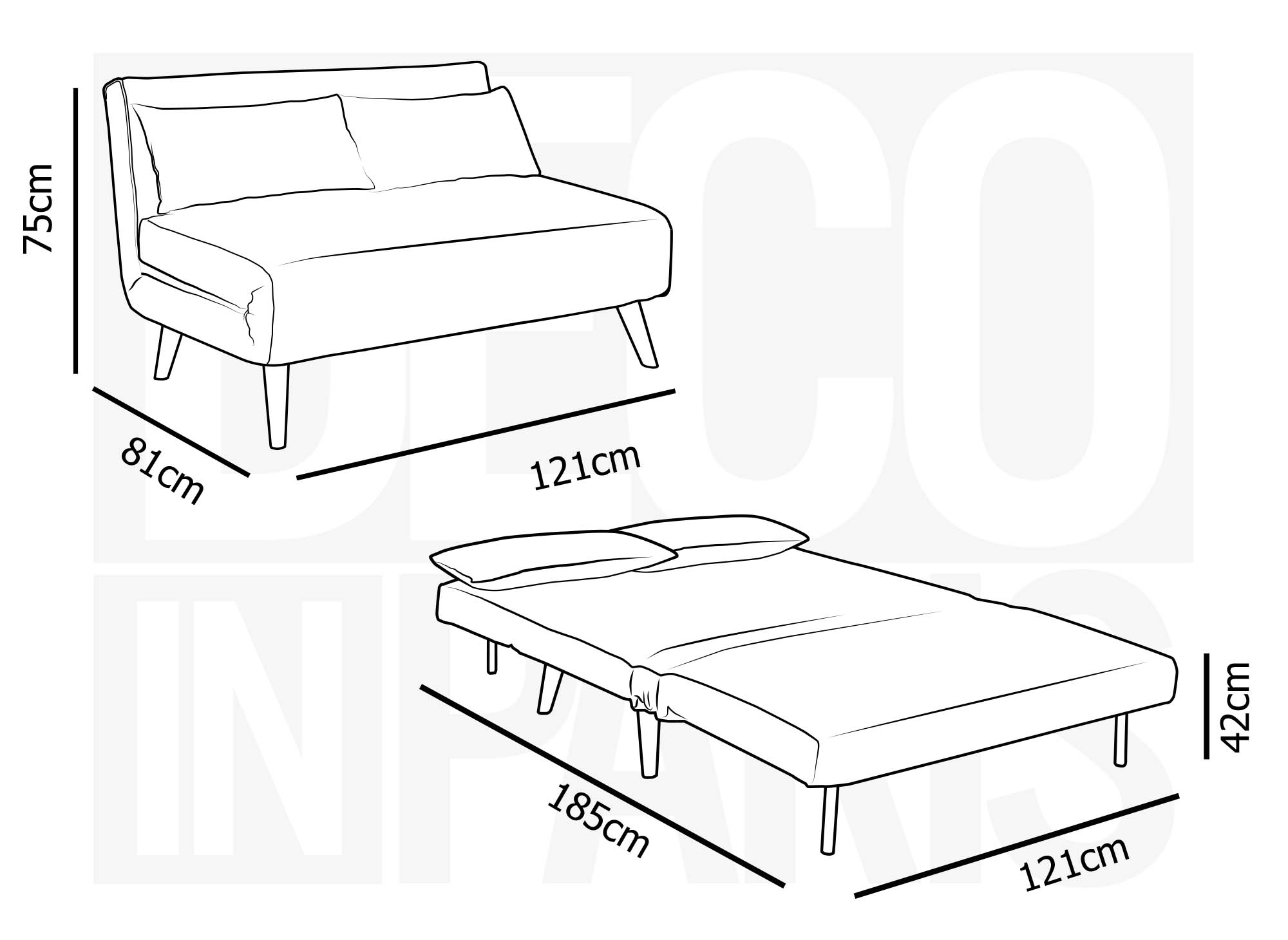 TONKA 2-Sitzer-Schlafsofa aus grauem Samt