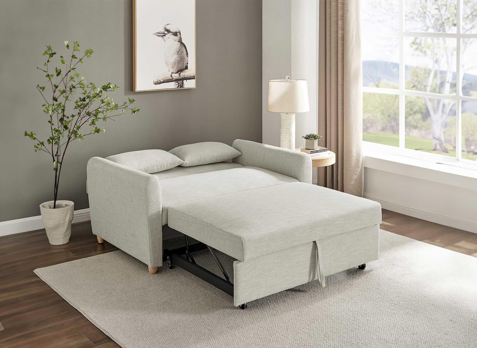 Skandinavisches Schlafsofa aus beigem Stoff KALAYA