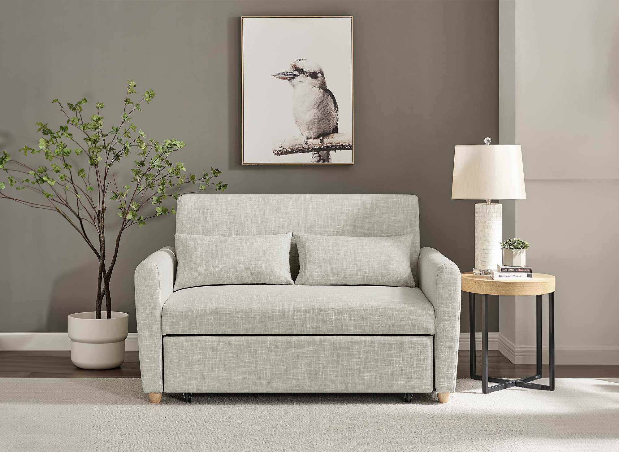 Skandinavisches Schlafsofa aus beigem Stoff KALAYA