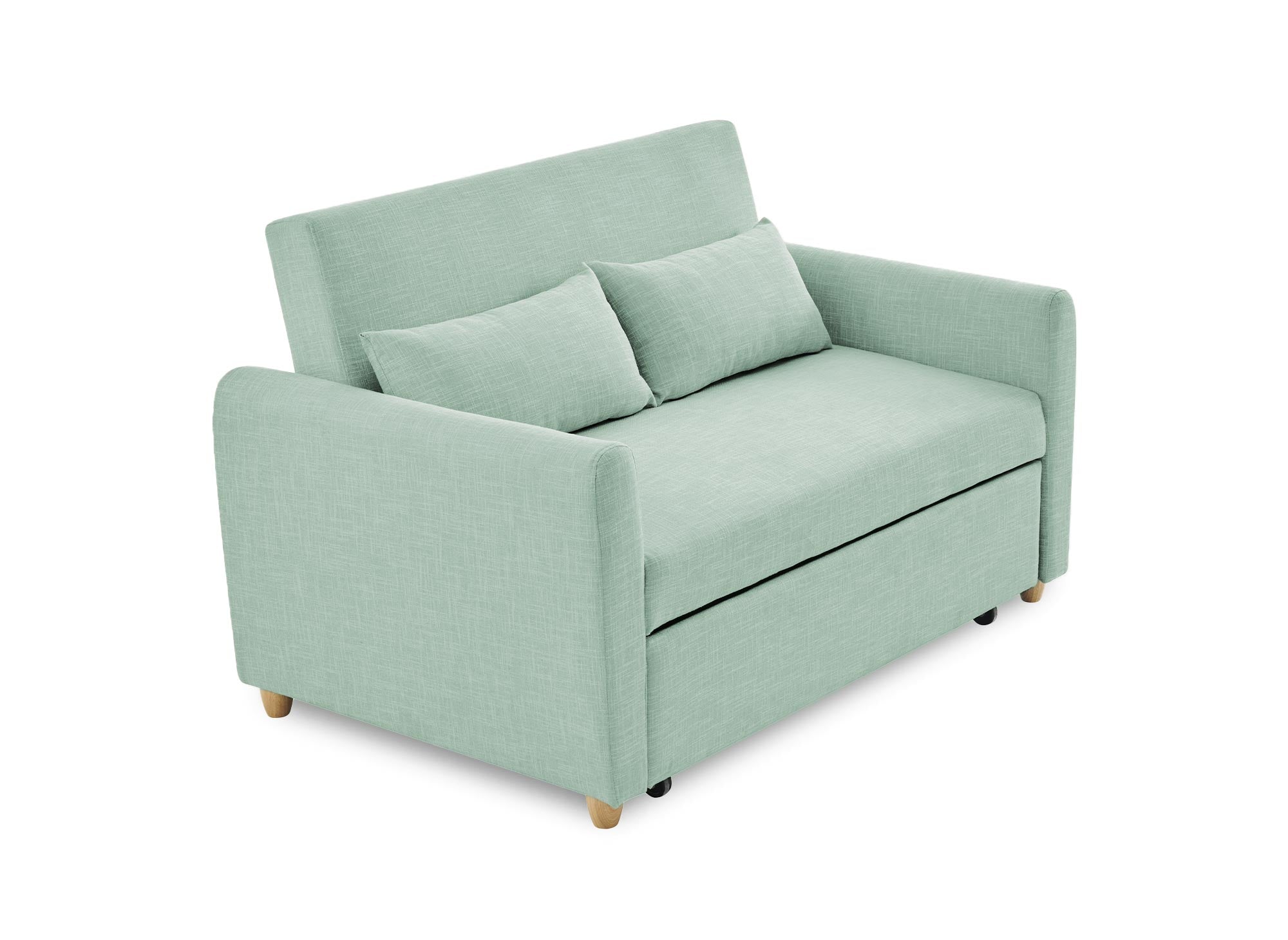 Skandinavisches Schlafsofa aus wassergrünem Stoff KALAYA