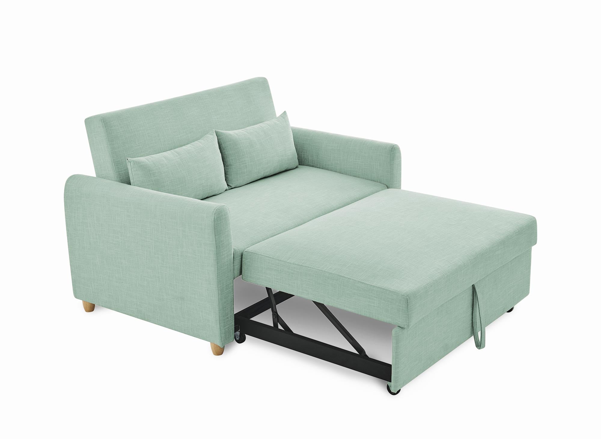 Skandinavisches Schlafsofa aus wassergrünem Stoff KALAYA