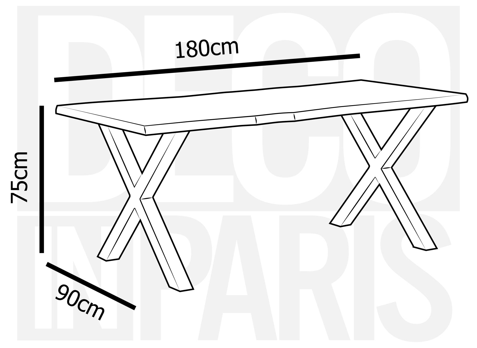 Rechteckiger Esstisch ELIANA aus Holz und schwarzem Metall