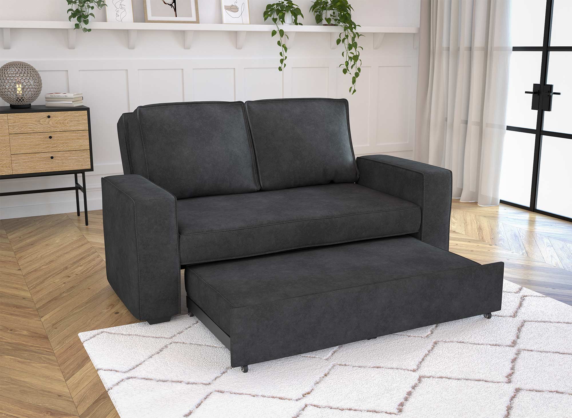 JAMES graues 3-Sitzer-Schlafsofa