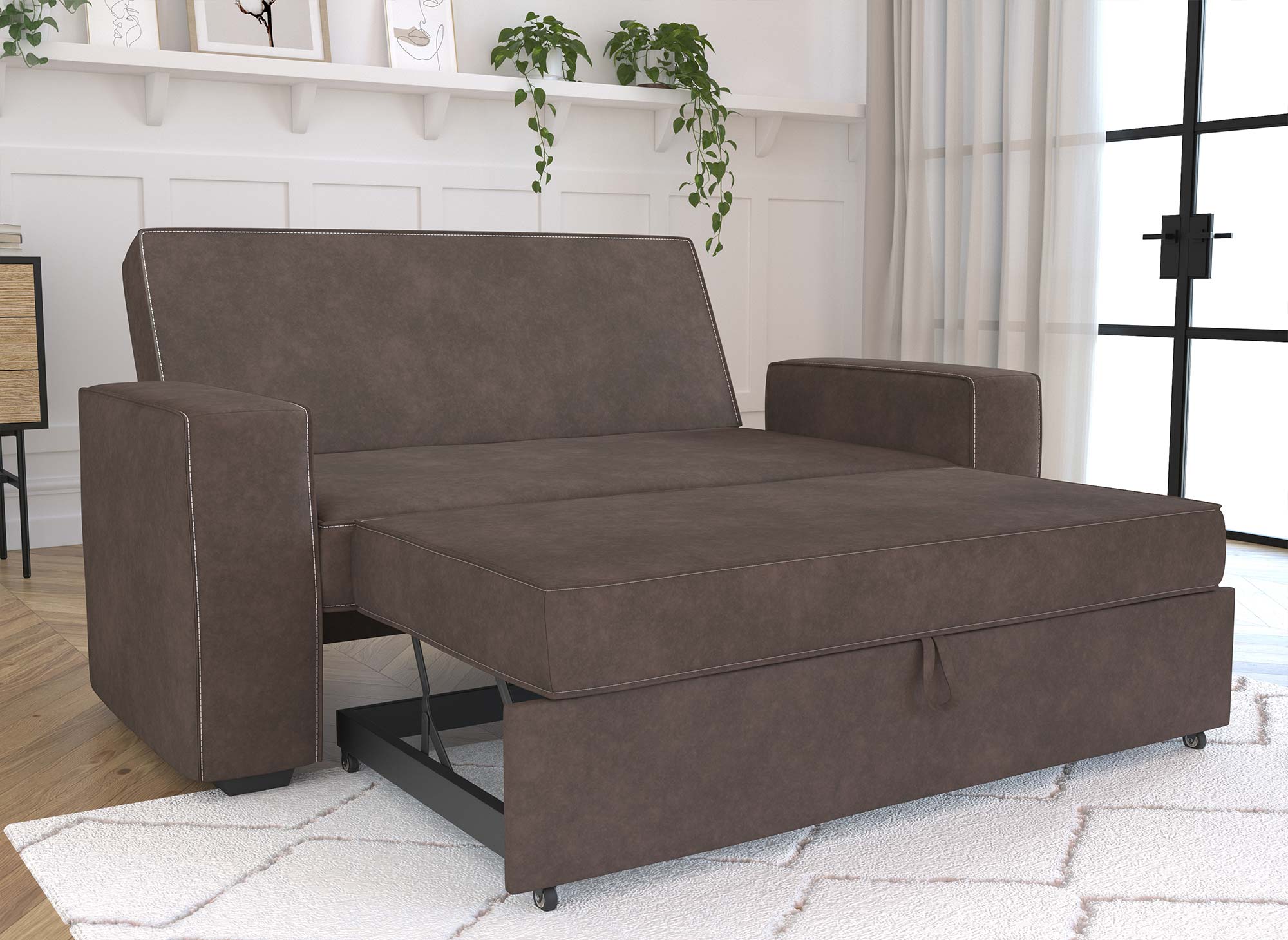 Braunes 3-Sitzer-Schlafsofa JAMES