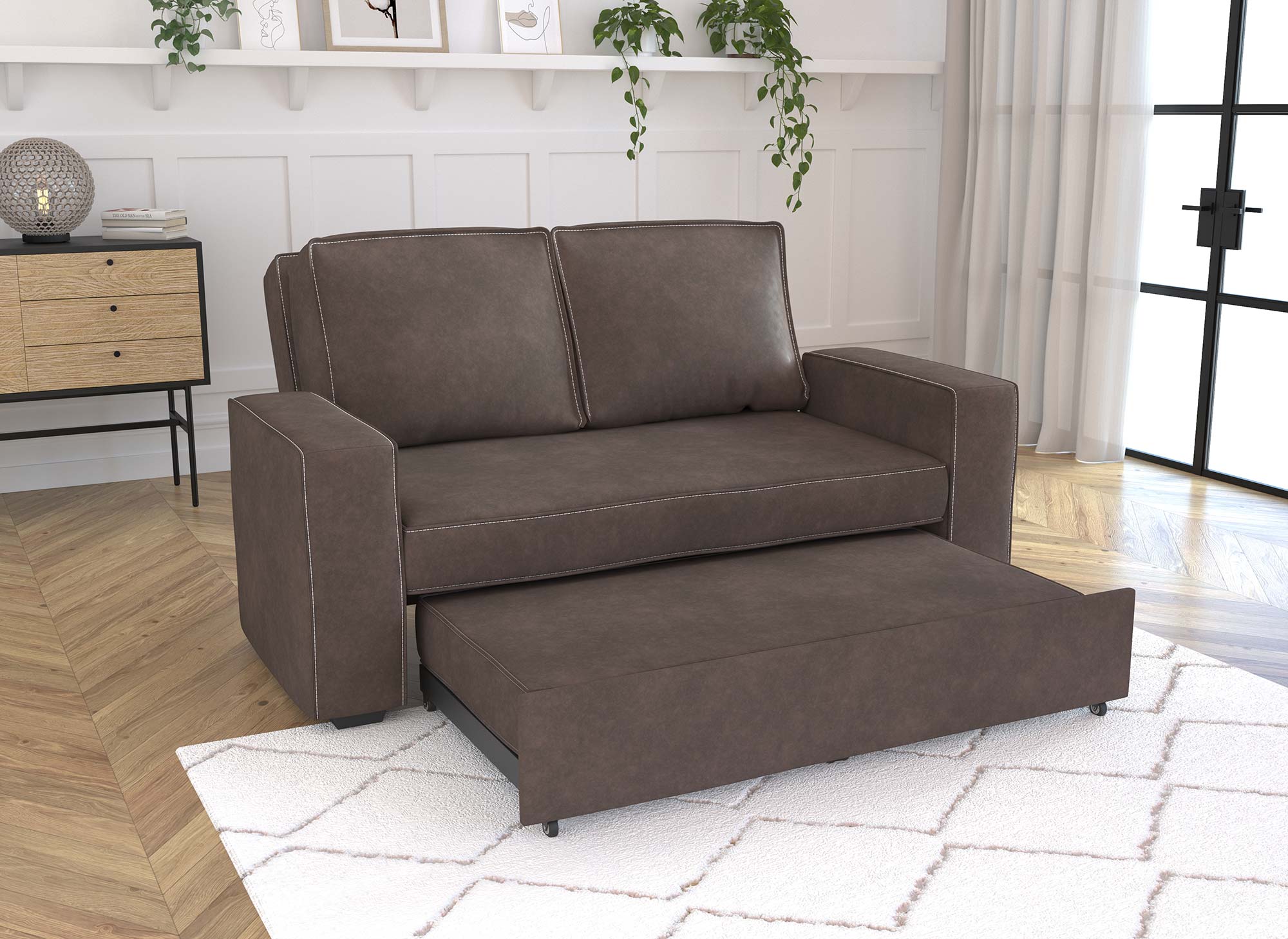 Braunes 3-Sitzer-Schlafsofa JAMES