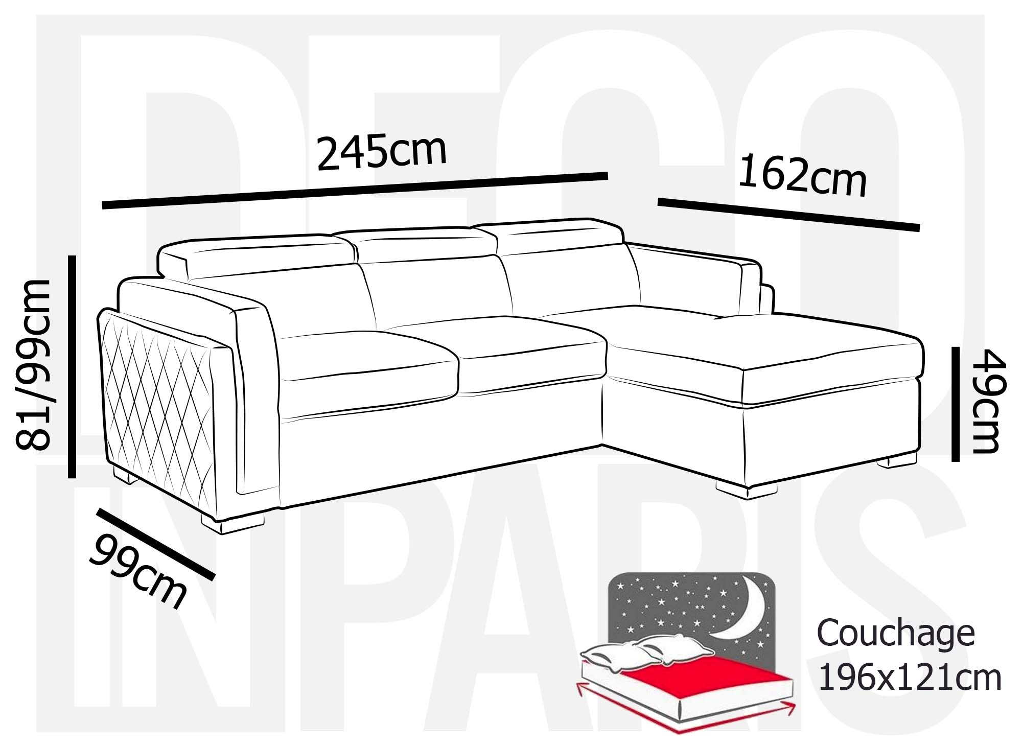 CHANDLER Ecksofa aus beigefarbenem Stoff – rechtwinklig