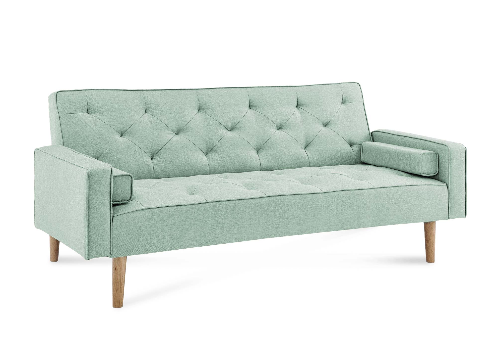 JAKARTA Wassergrünes Stoffschlafsofa mit Holzbeinen