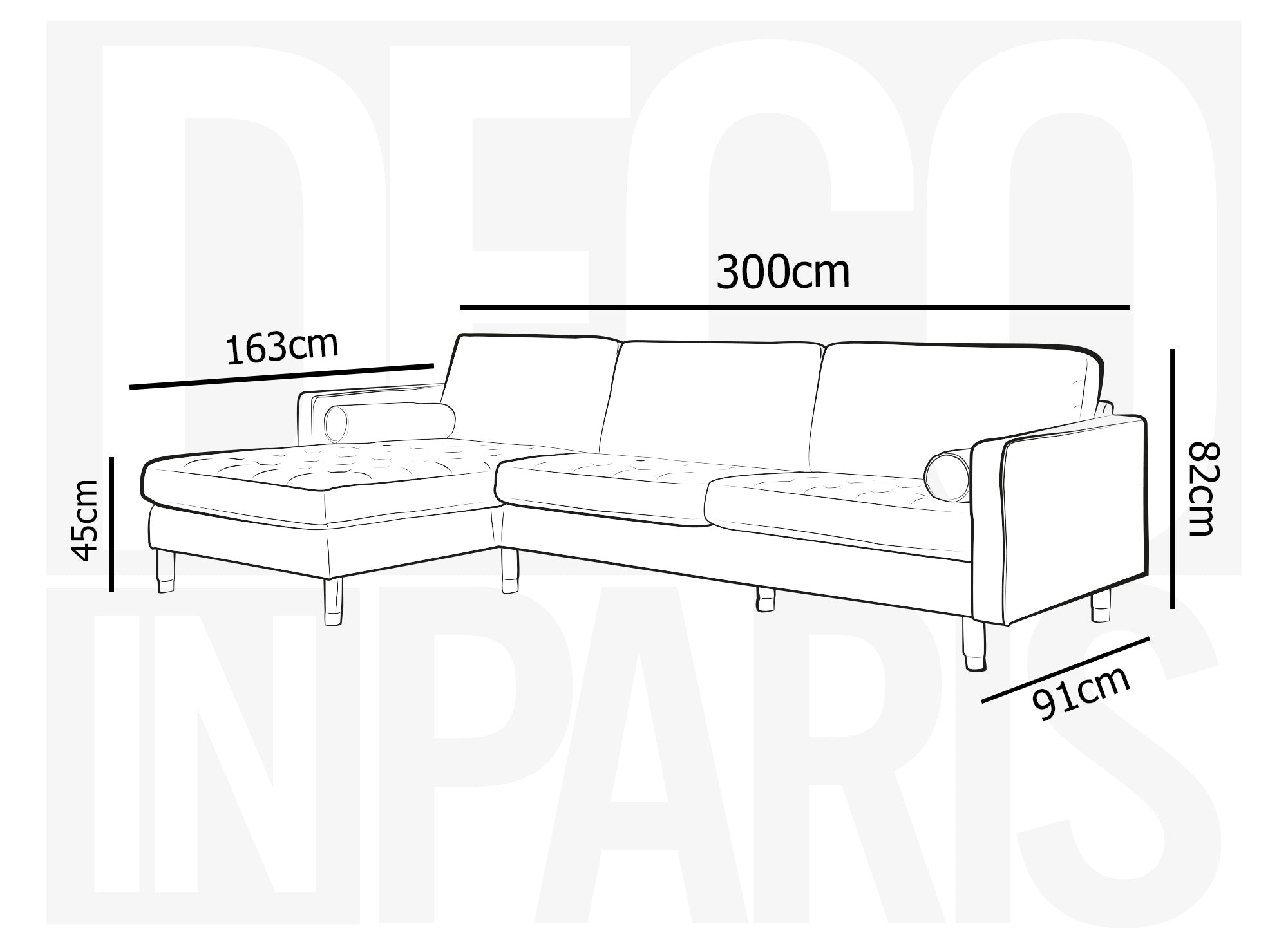 SALAMBO Skandinavisches Ecksofa aus goldgrünem Samt - Linke Ecke
