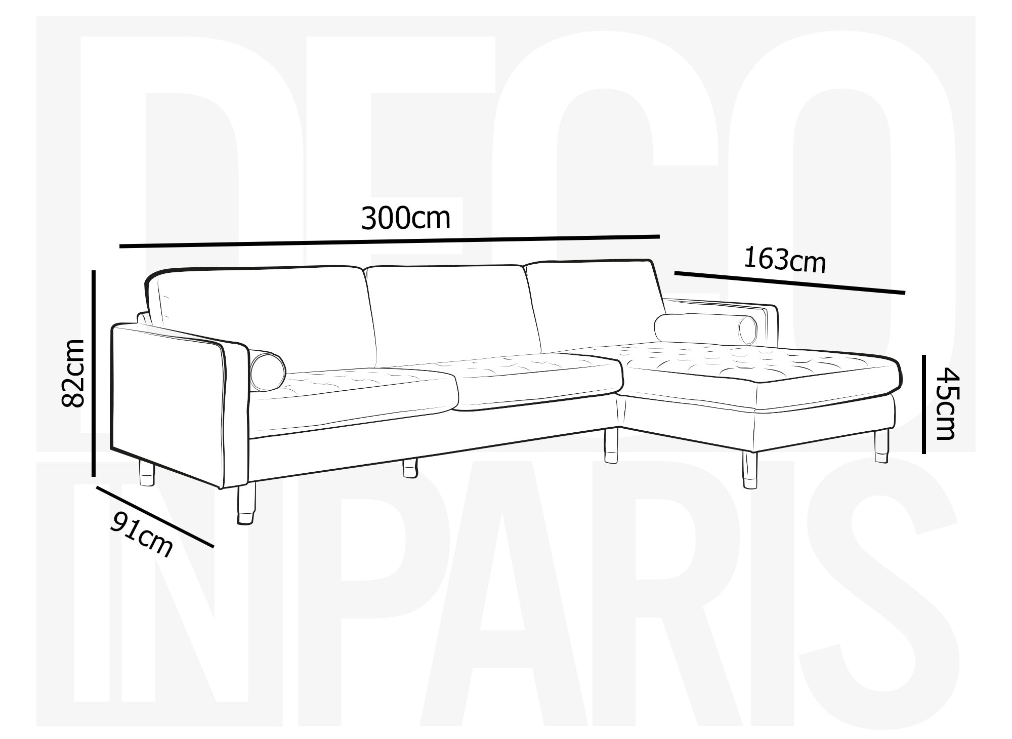 SALAMBO Skandinavisches Ecksofa aus goldgrünem Samt - Rechtwinklig