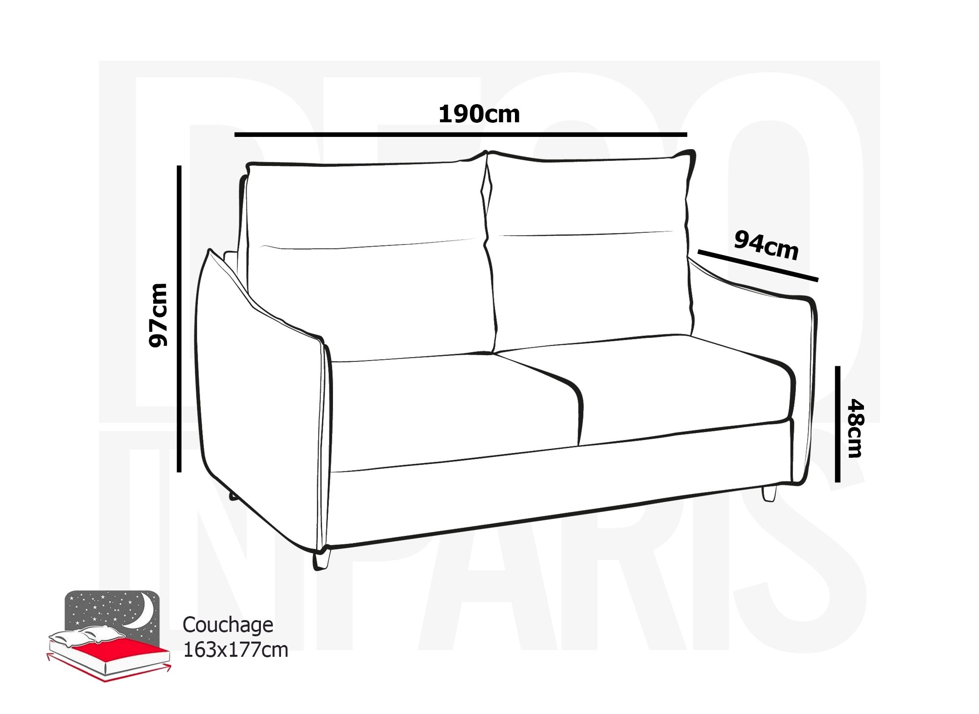 ZADIG 3-Sitzer-Schlafsofa aus blauem Stoff