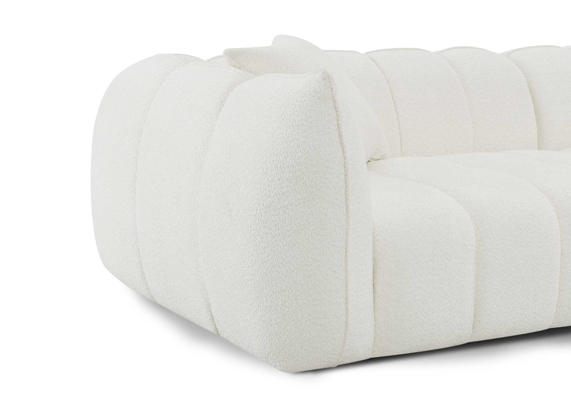 ALISSA 4-Sitzer-Sofa mit festem Sitz in ecrufarbener Schaffelloptik