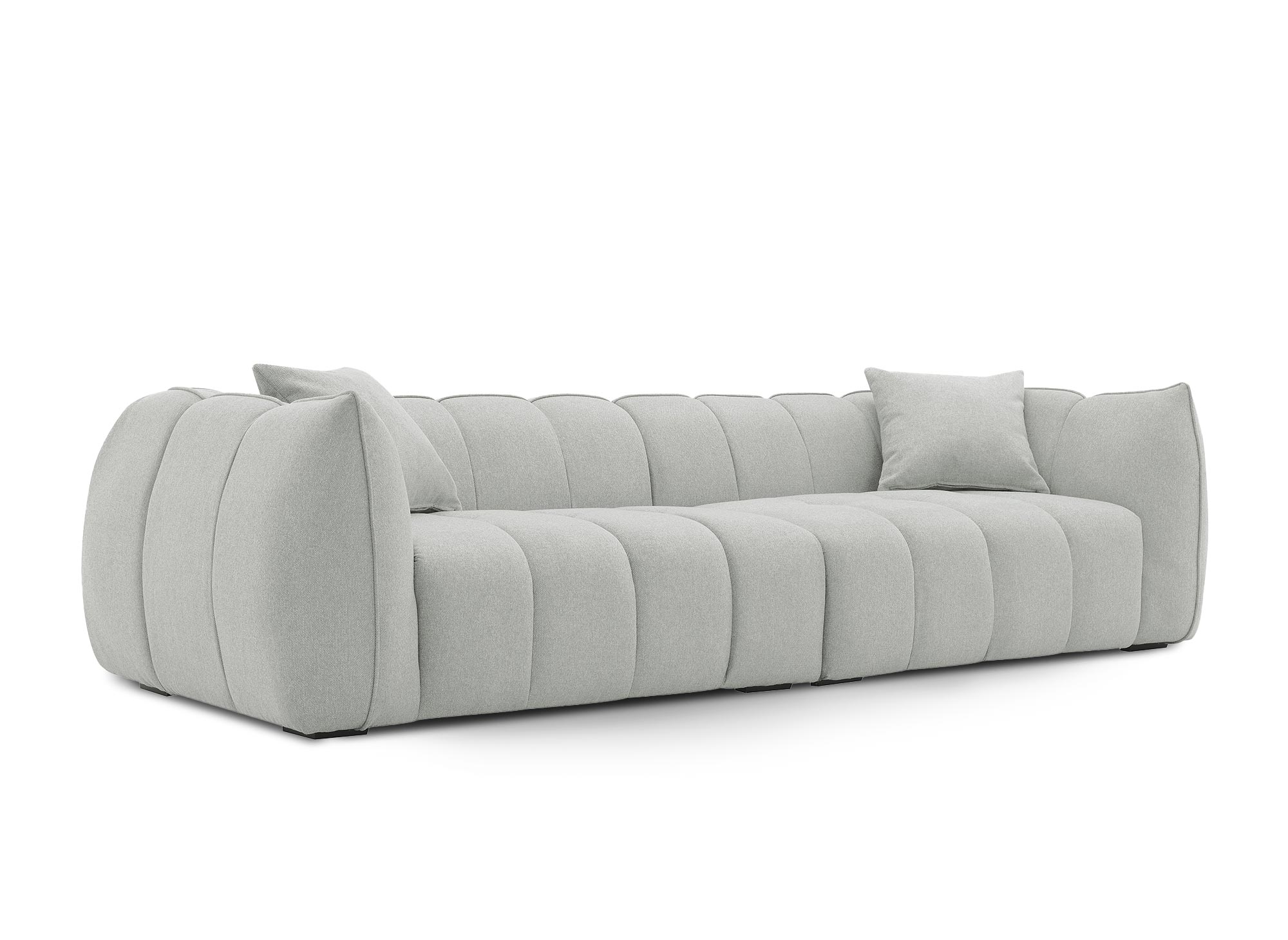 ALISSA 4-Sitzer-Sofa mit festem Sitz in grauem Stoff