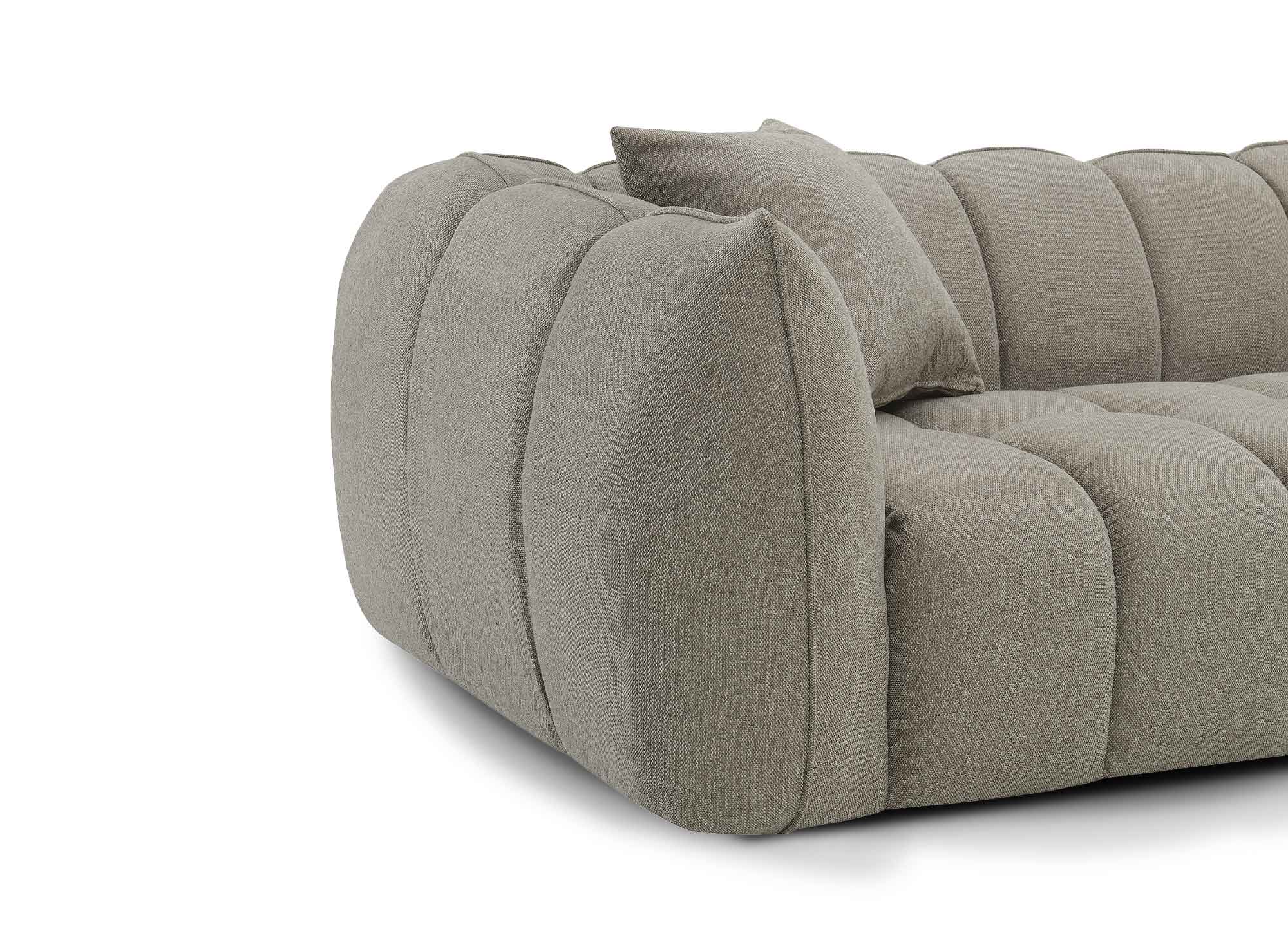 ALISSA 4-Sitzer-Sofa mit festem Sitz in taupefarbenem Stoff