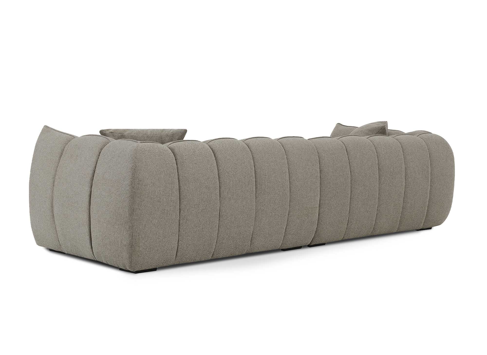 ALISSA 4-Sitzer-Sofa mit festem Sitz in taupefarbenem Stoff