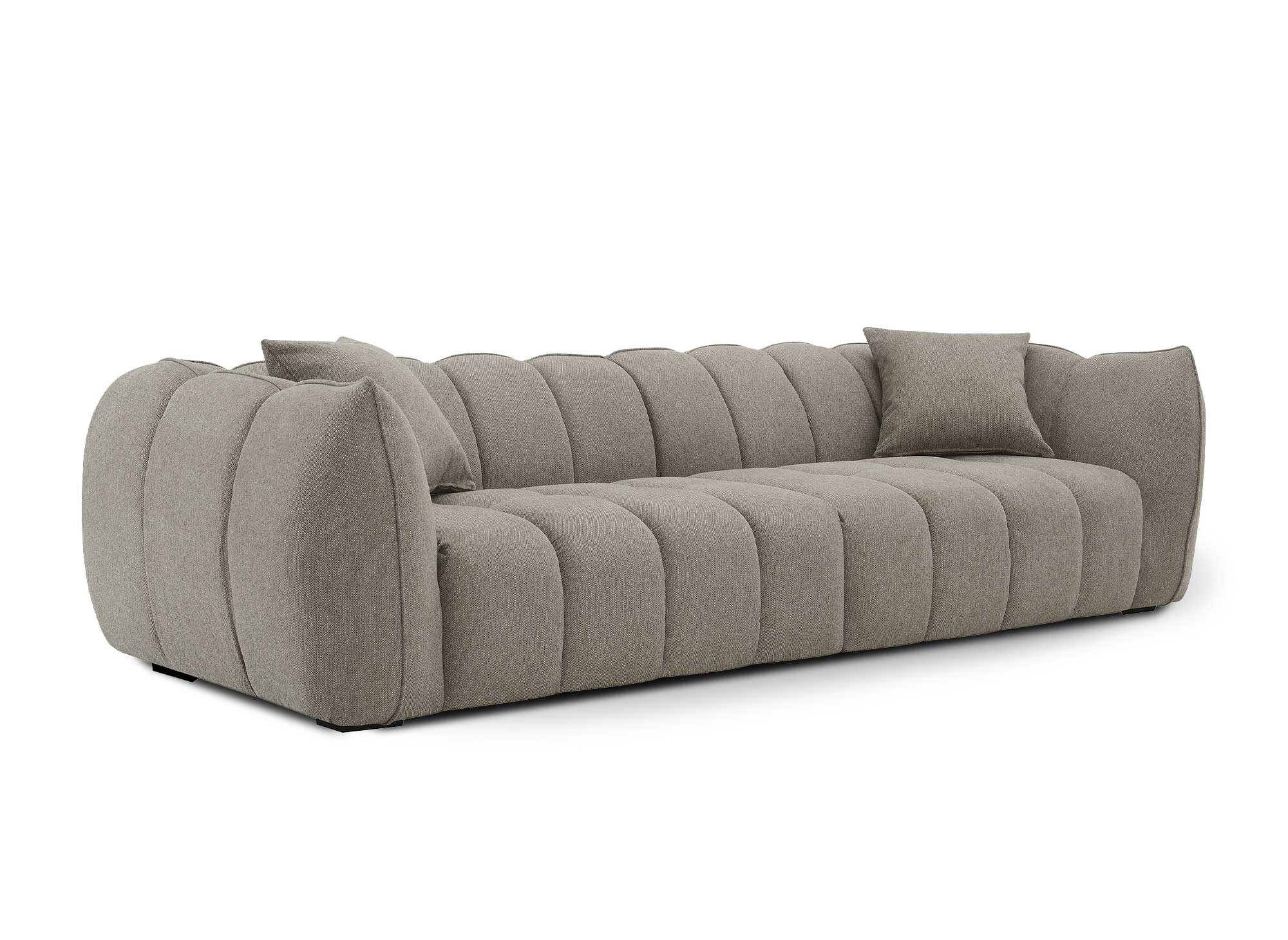 ALISSA 4-Sitzer-Sofa mit festem Sitz in taupefarbenem Stoff