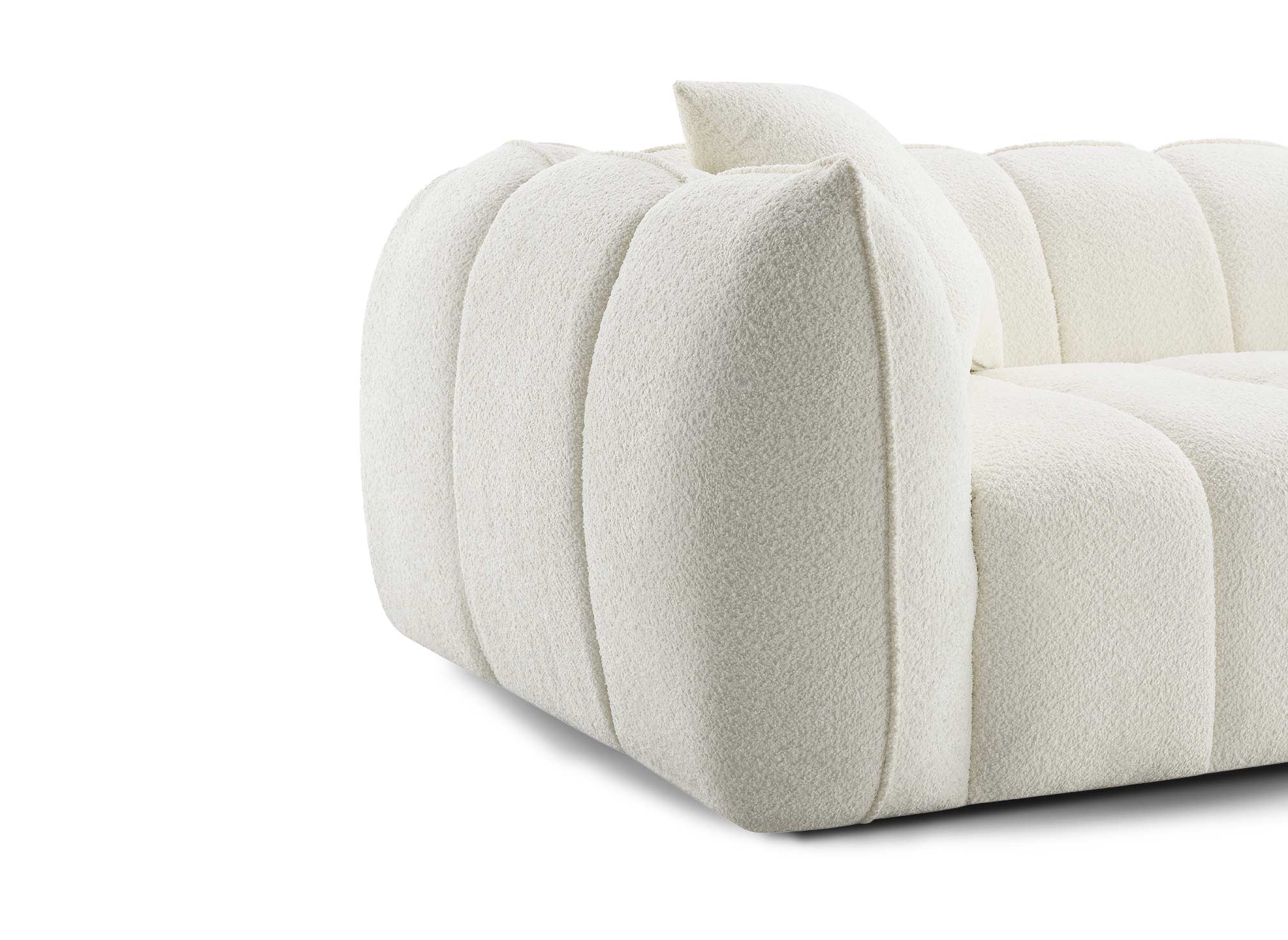 ALISSA 3-Sitzer-Sofa in Ecru mit Schaffelleffekt