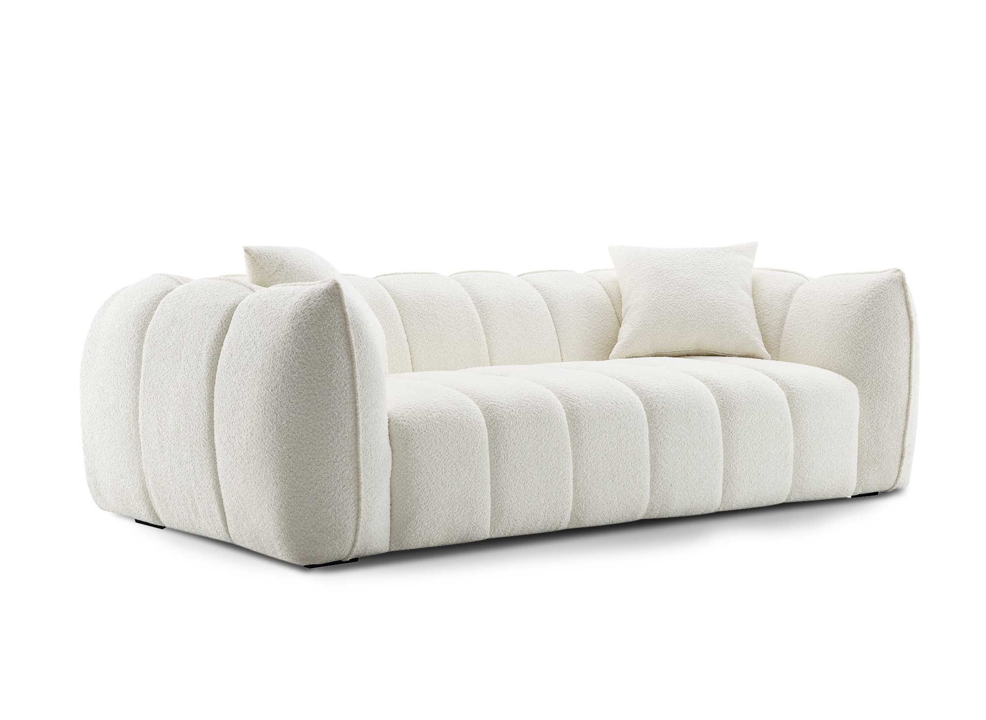 ALISSA 3-Sitzer-Sofa in Ecru mit Schaffelleffekt