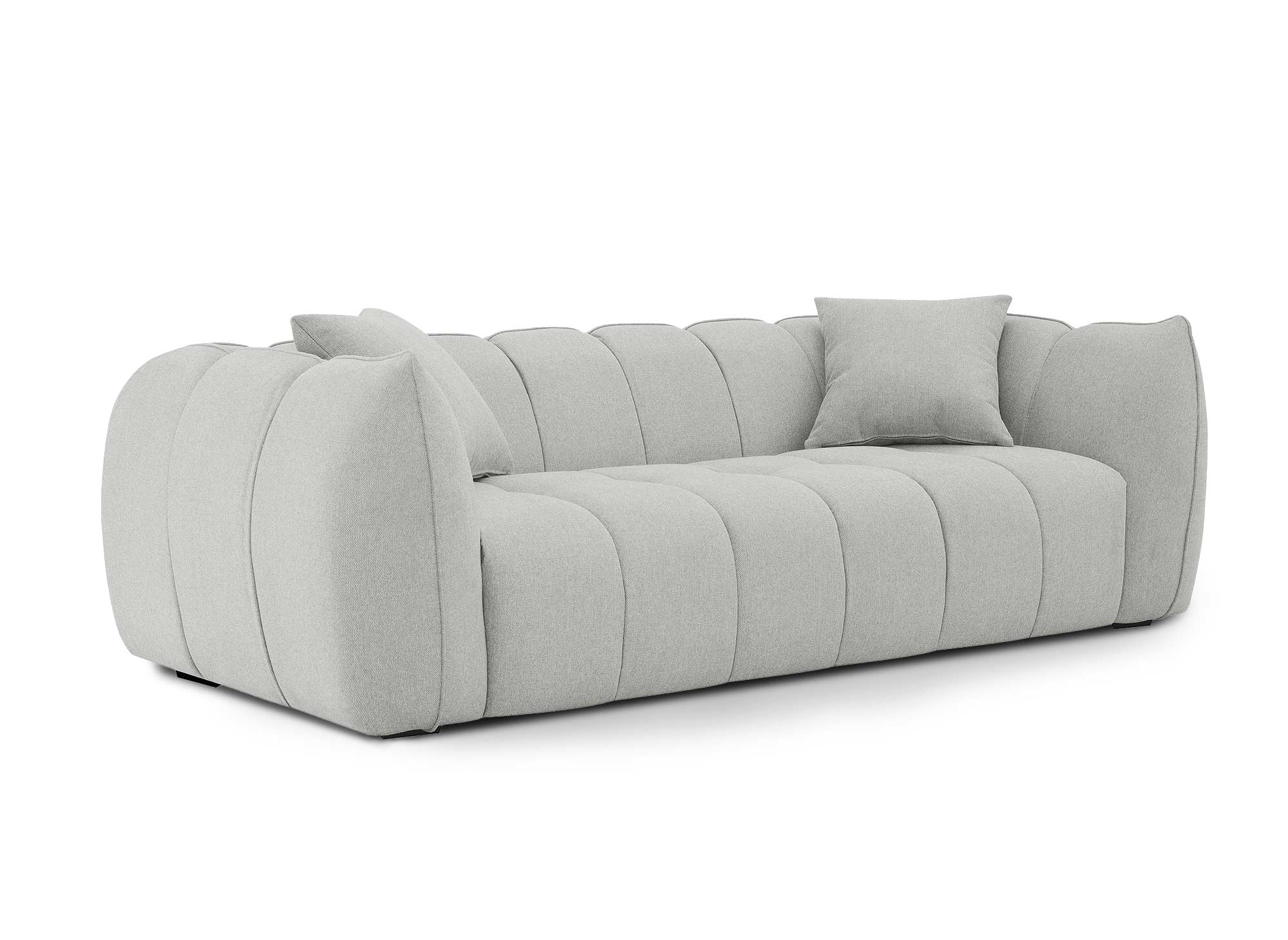 ALISSA 3-Sitzer-Sofa mit festem Sitz in grauem Stoff