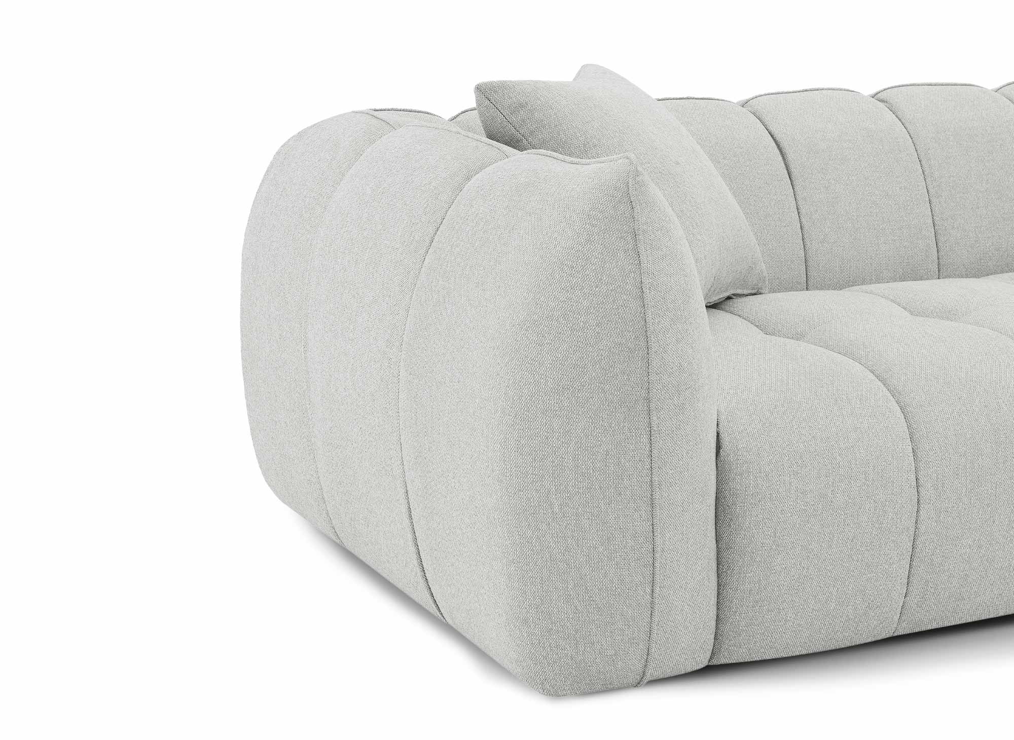 ALISSA 3-Sitzer-Sofa mit festem Sitz in grauem Stoff